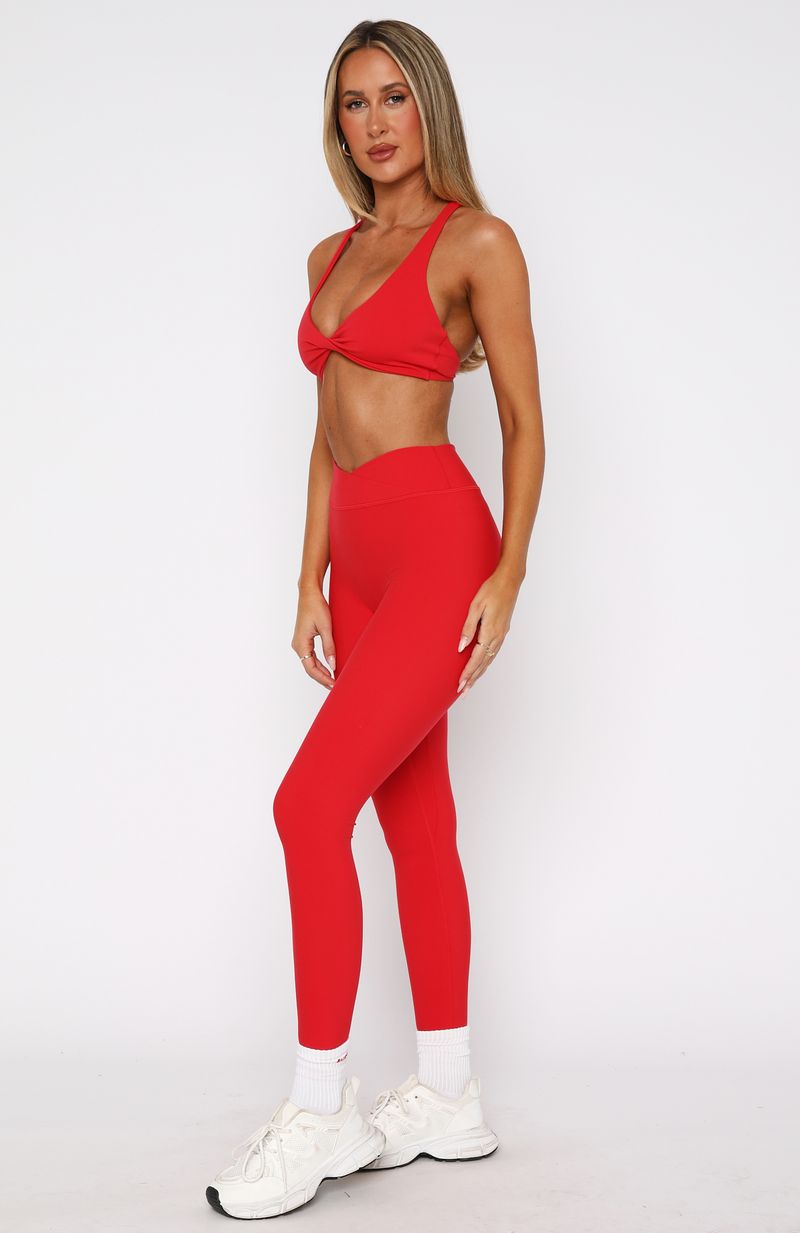 Premium Cross-Front Active Leggings - Red