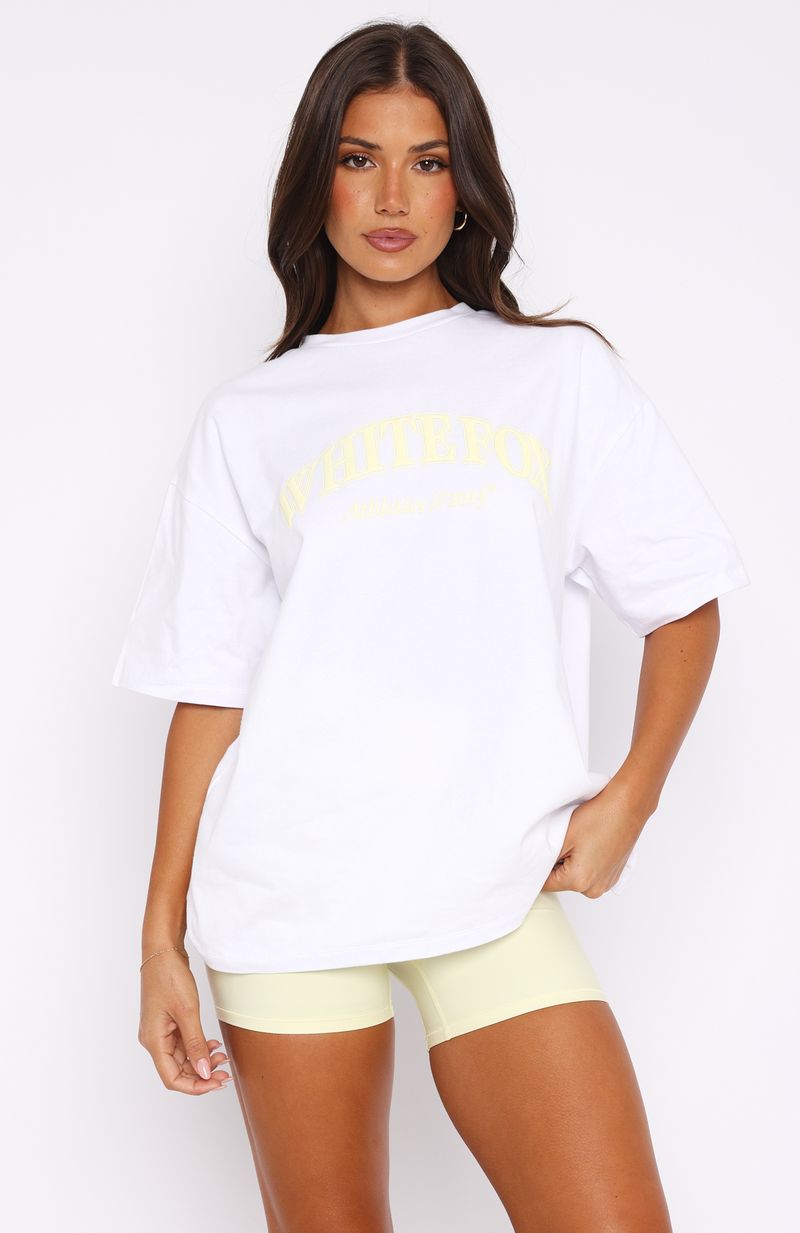 Premium Athletics Era Oversized Tee - White & Yellow
