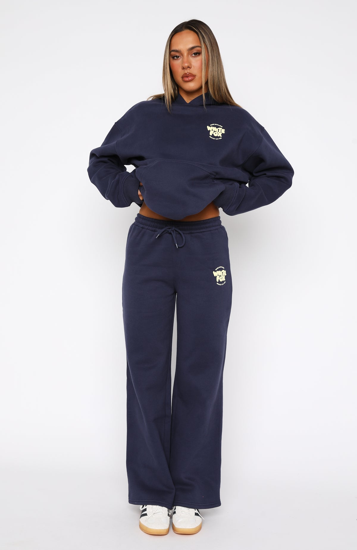 Premium With Love For You Wide Leg Sweatpants - Navy Blue