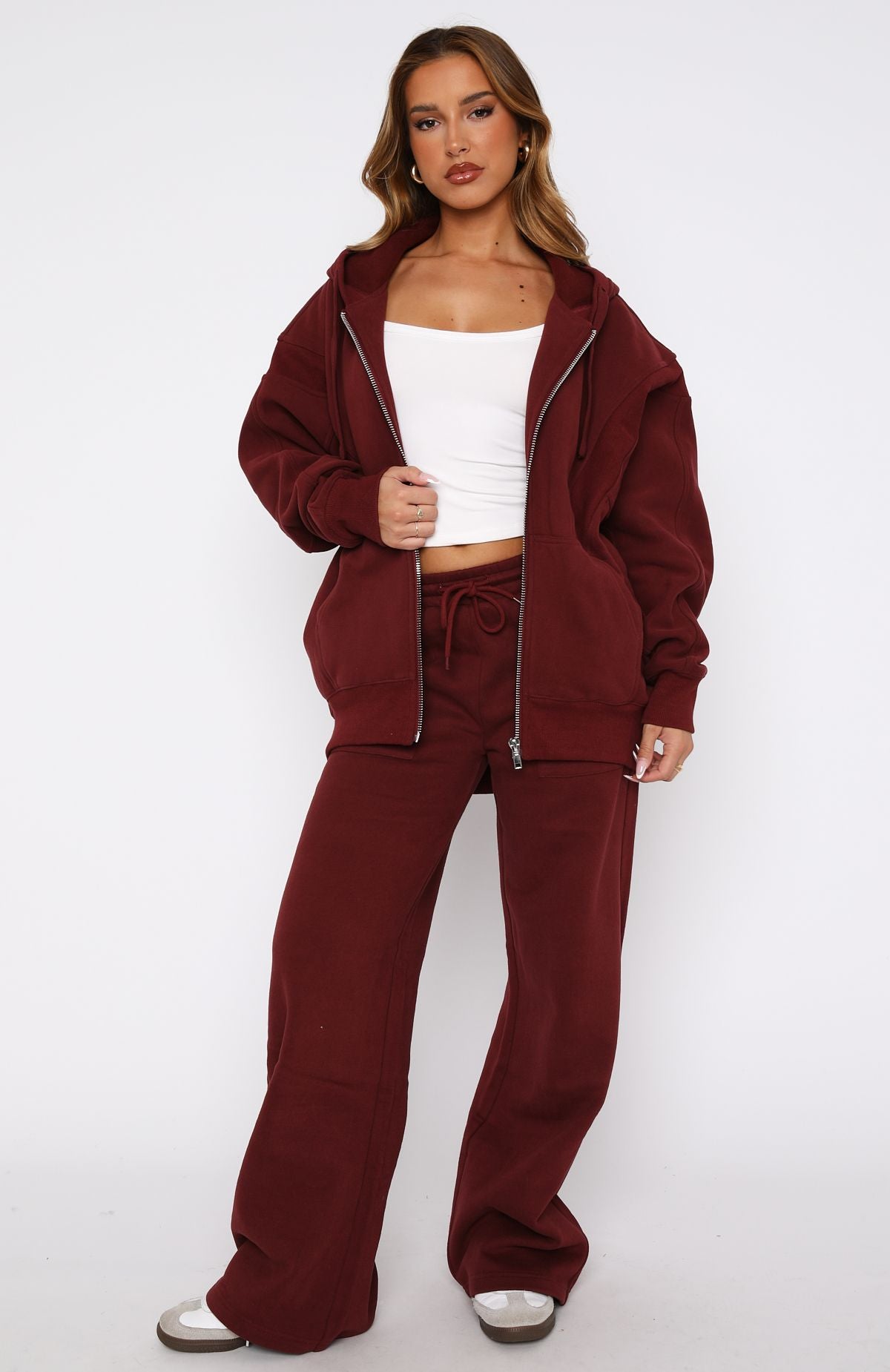 Ultimate Comfort Wide Leg Sweatpants - Merlot Red