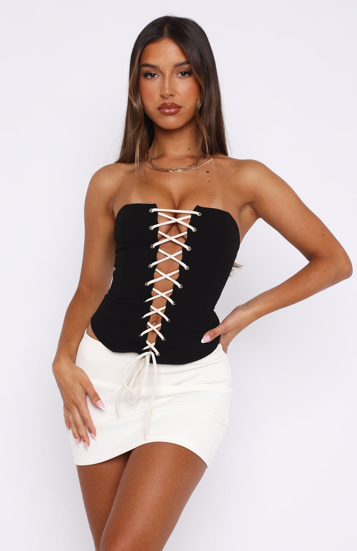 Premium Word On The Street Strapless Bustier - Black