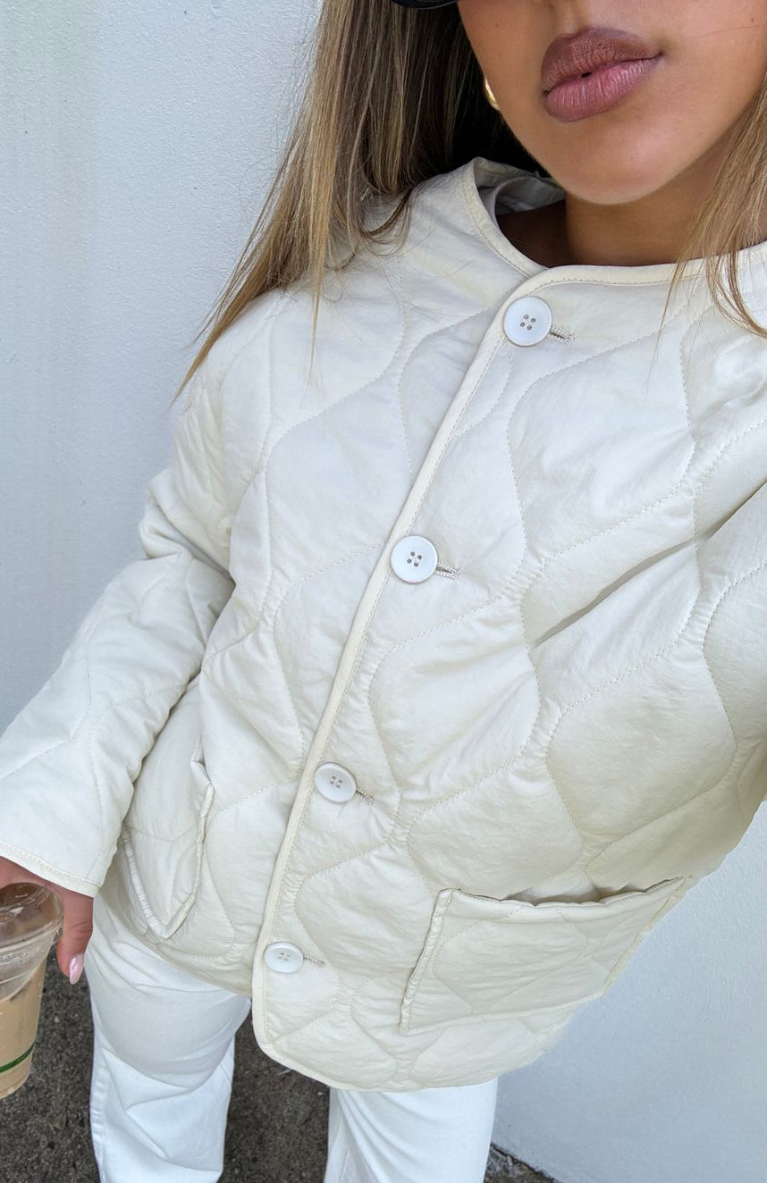 Premium Quilted Jacket - Cream | Ultimate Winter Style