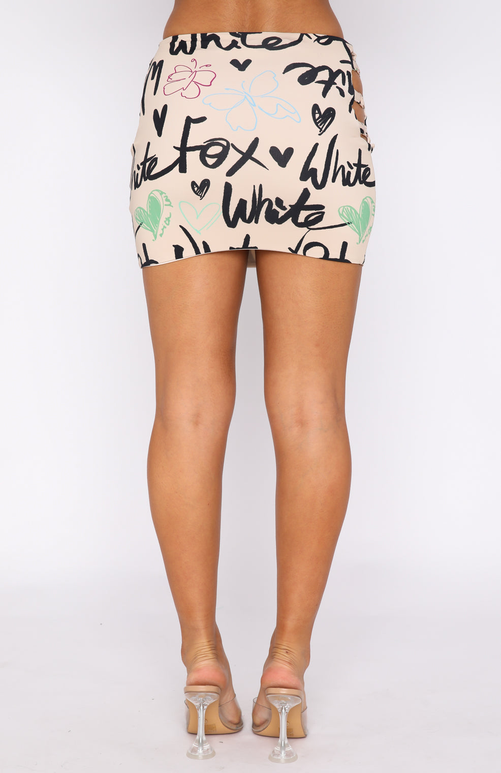 Premium Back It Up Mini Skirt - Latte Sketch Edition