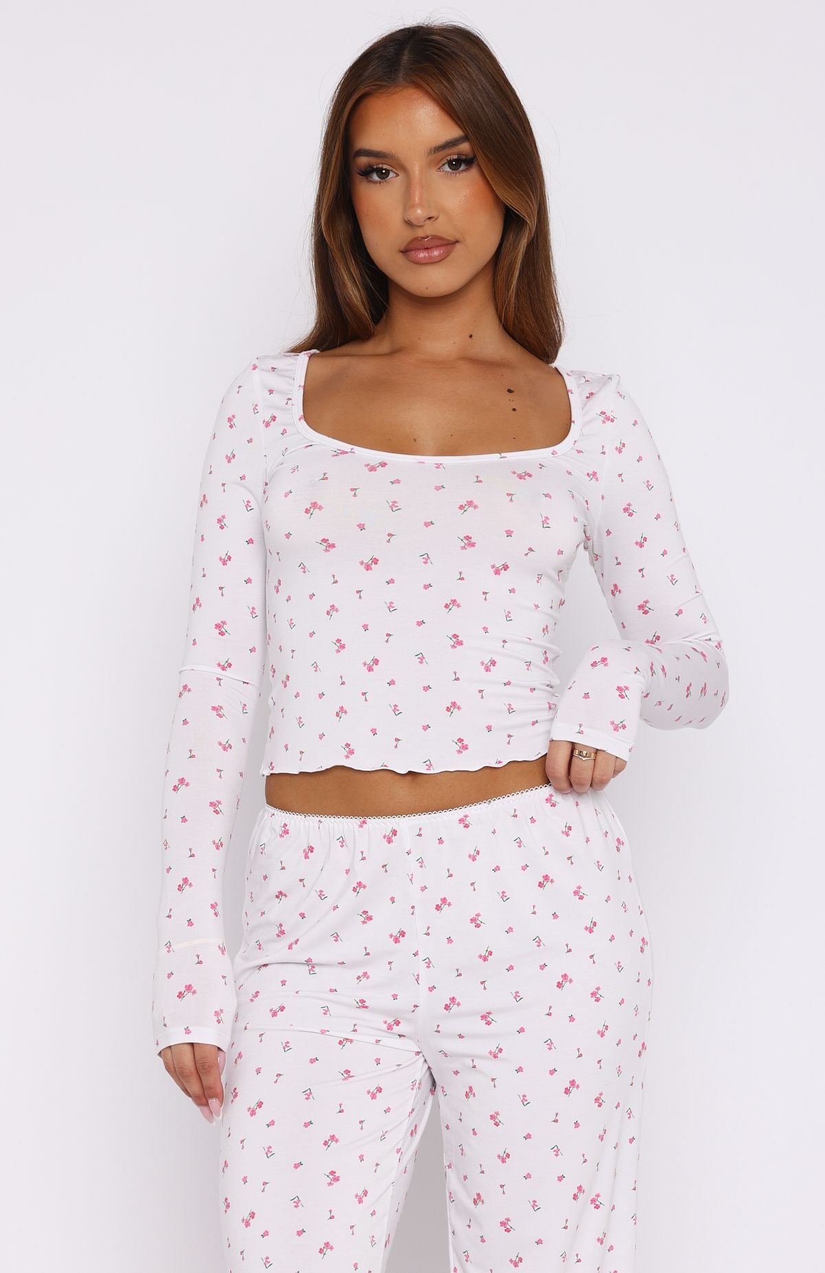 Ultimate Dreamy Long Sleeve Pyjama Top - Pink Blossom