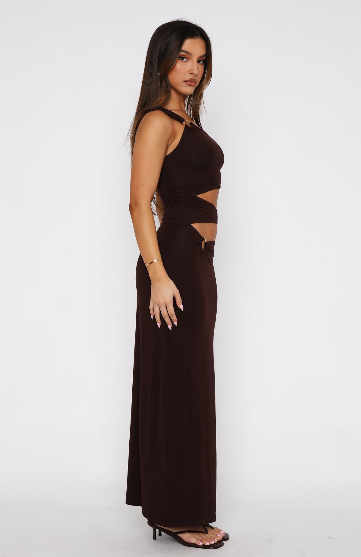 Premium Elegance Maxi Dress in Chocolate