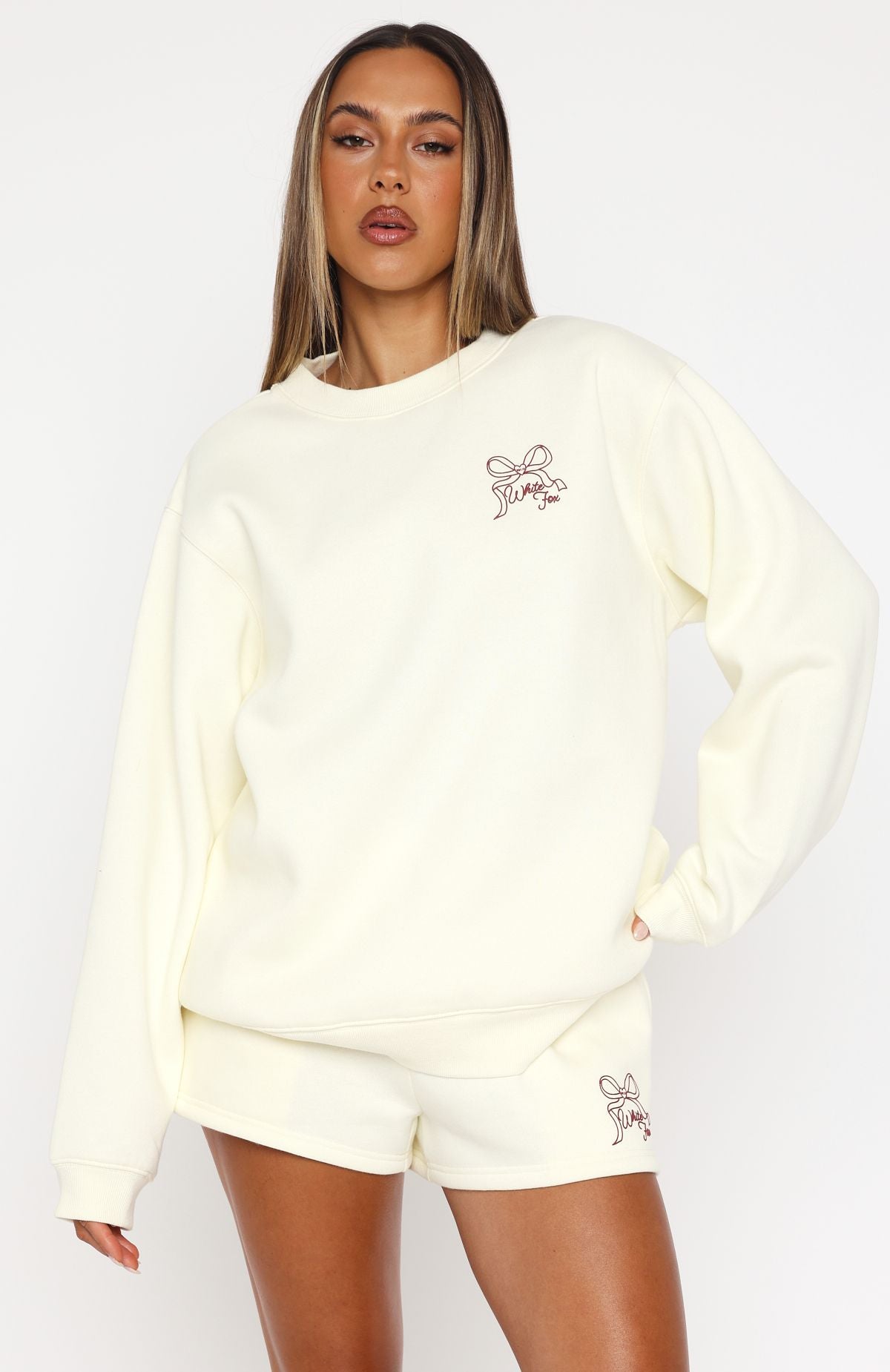 Premium Love You Forever Oversized Fleece Sweater - Cream