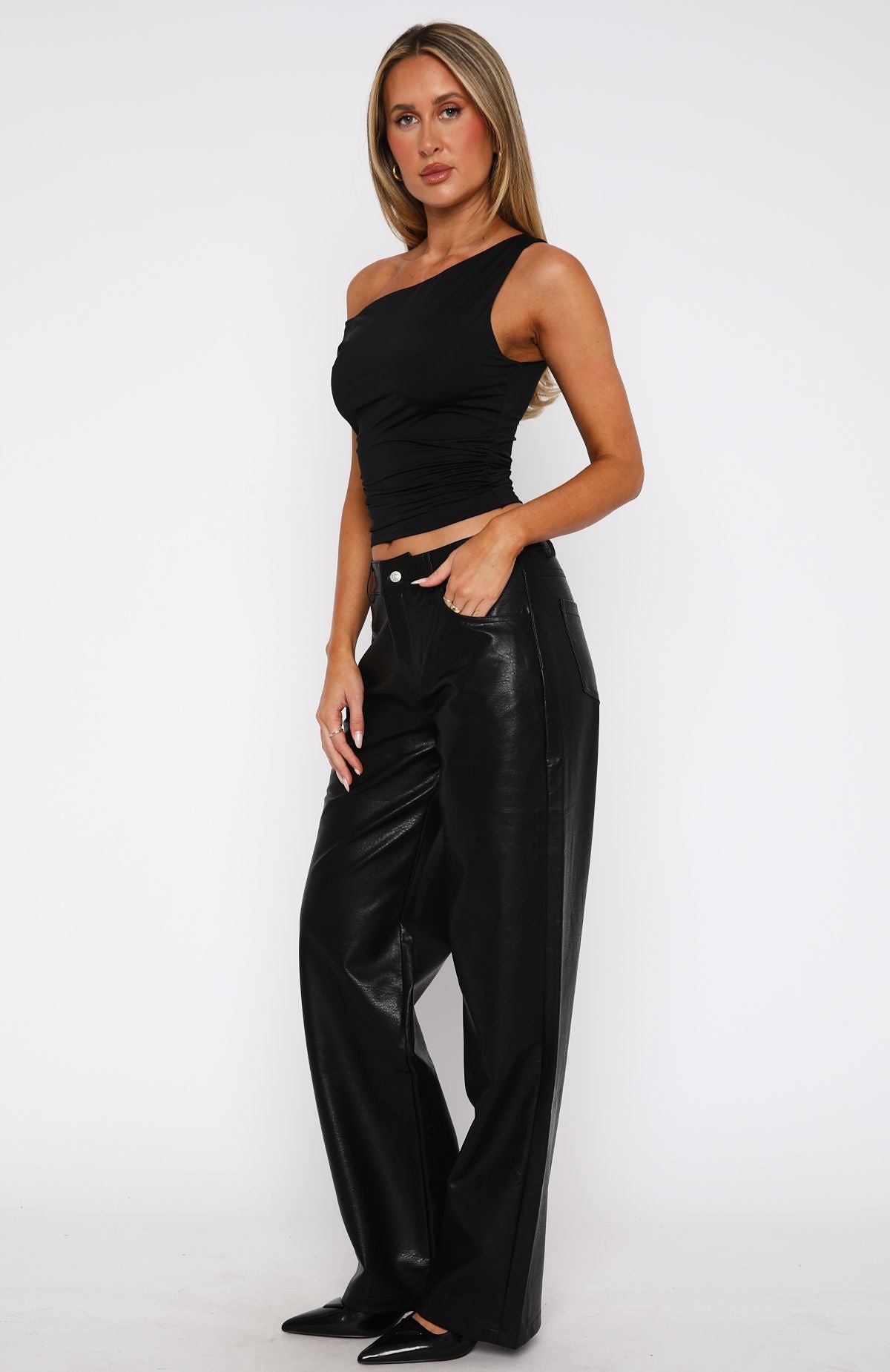 Ultimate Style PU Wide Leg Pants - Black