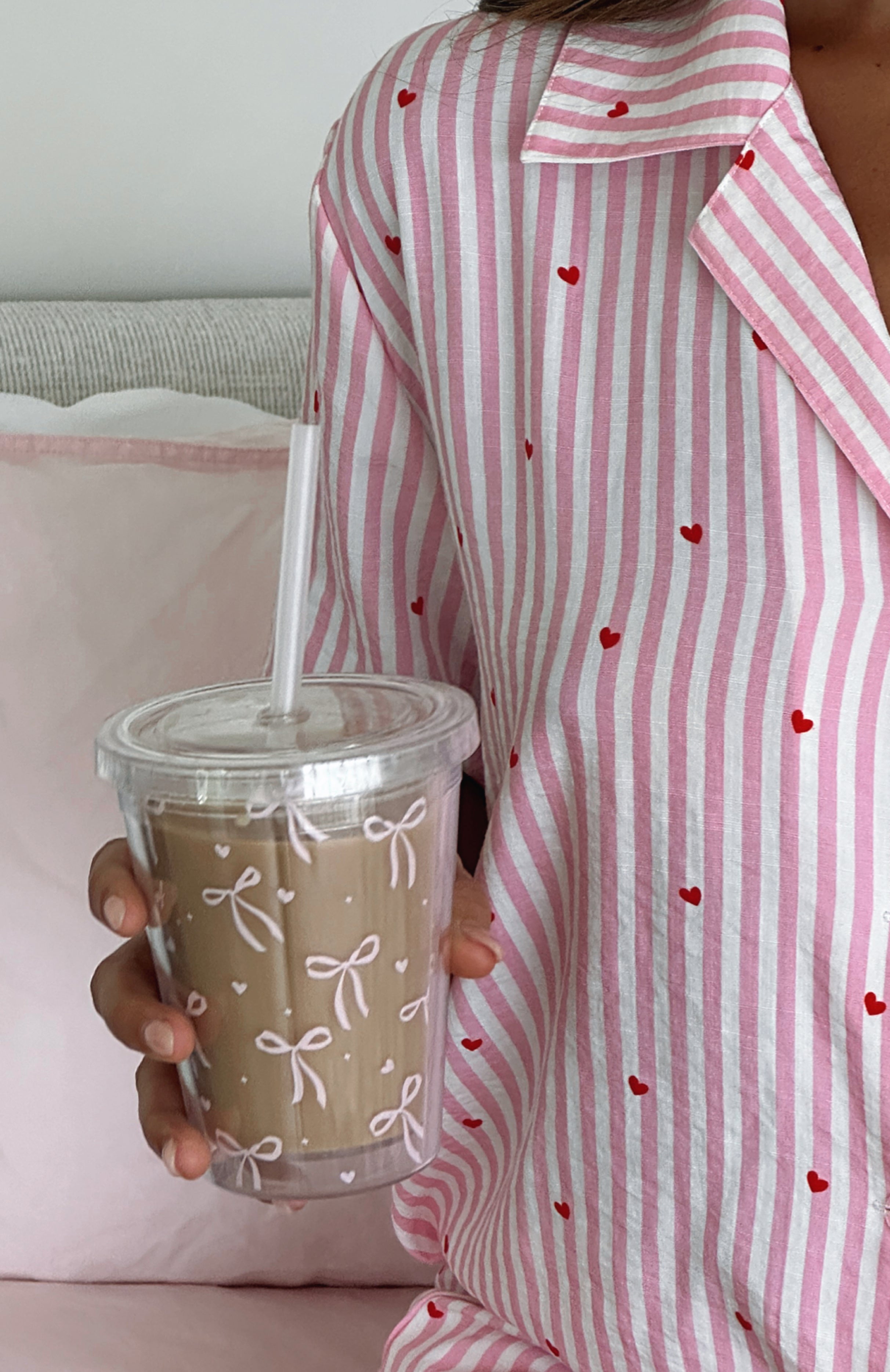 Premium Iced Latte Tumbler with Pink Bow - Ultimate Coffee Companion