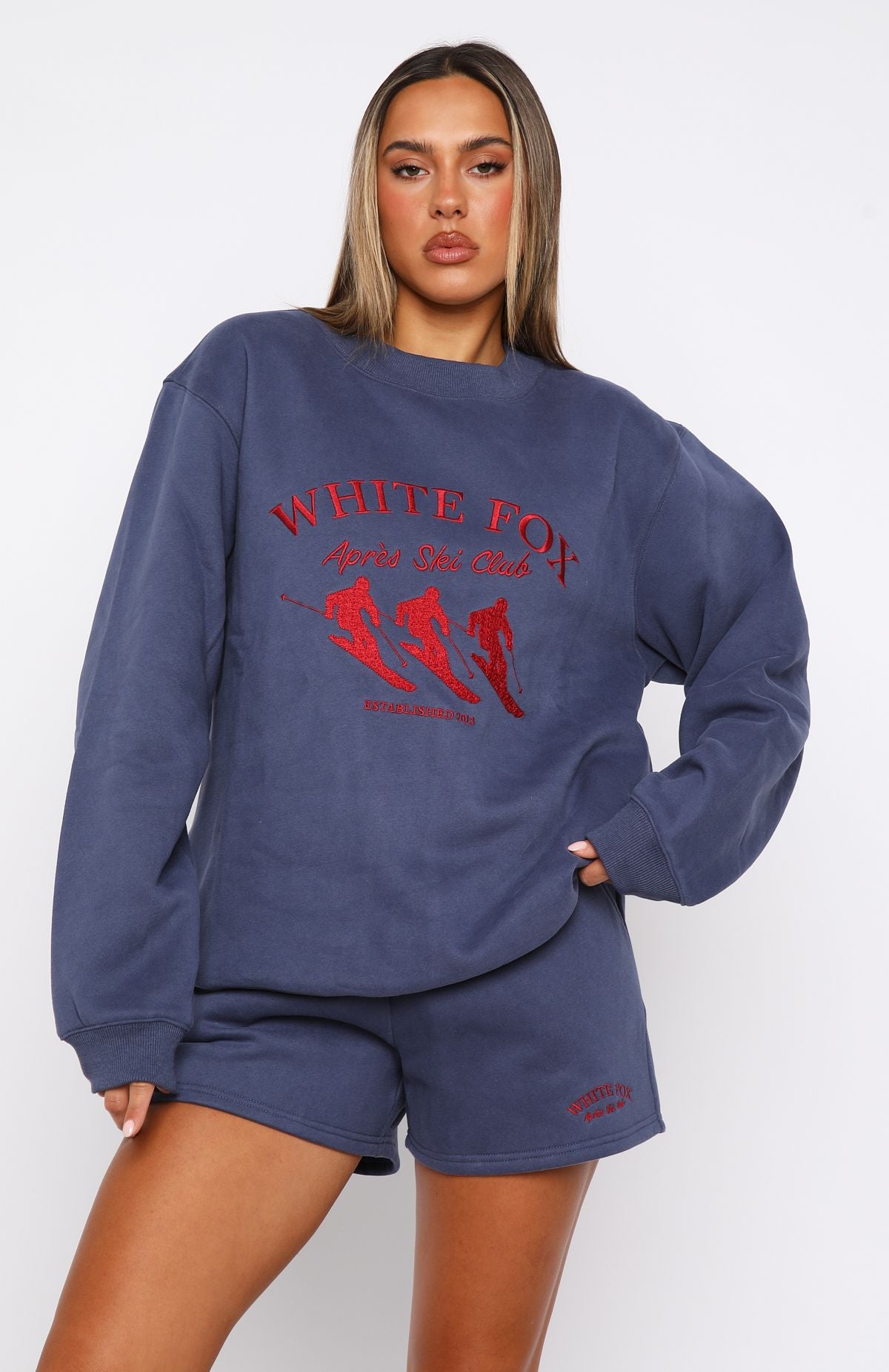 Premium Après Ski Club Oversized Sweater in Navy