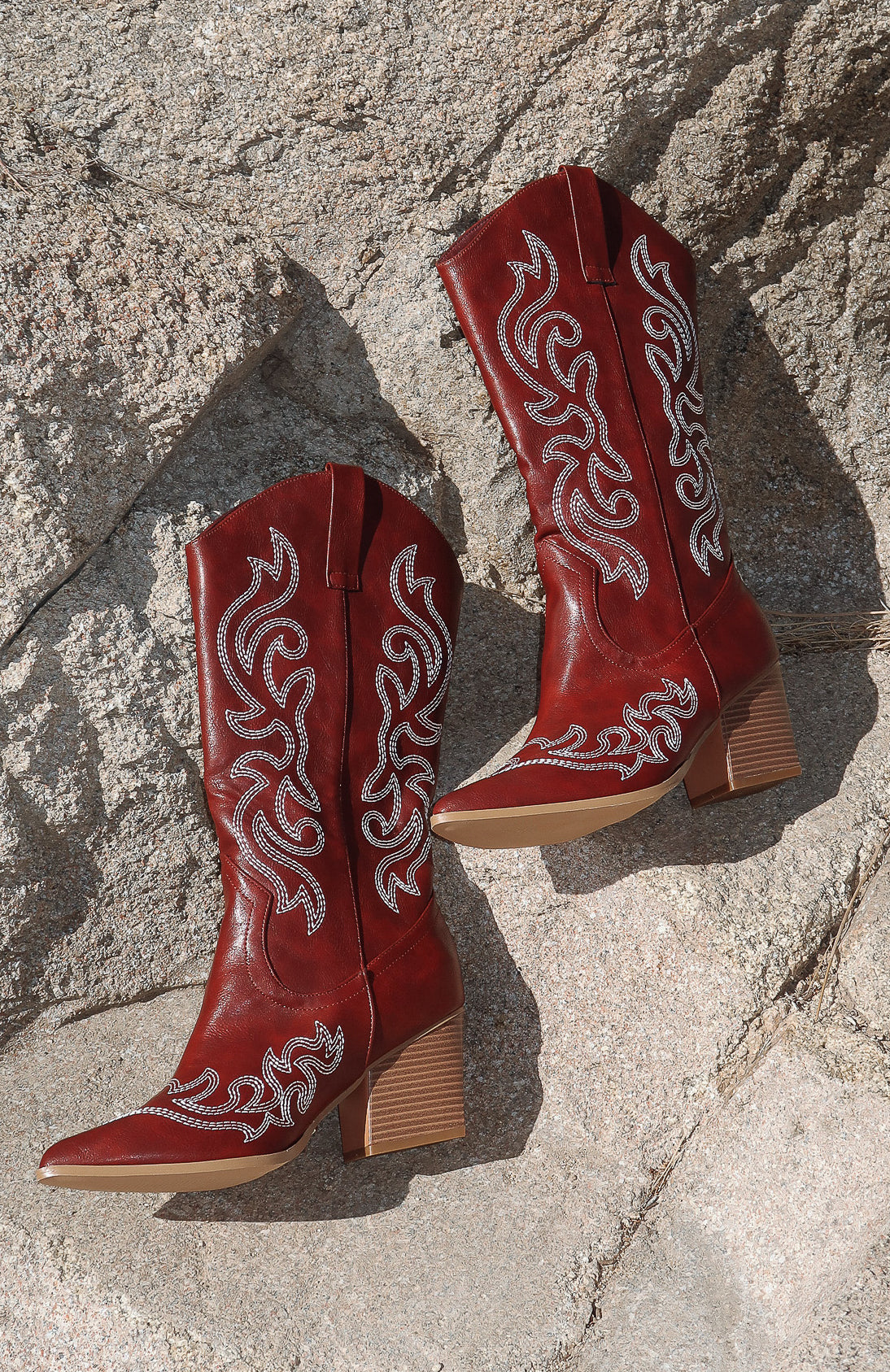 Premium Alice Cowboy Boots - Burgundy