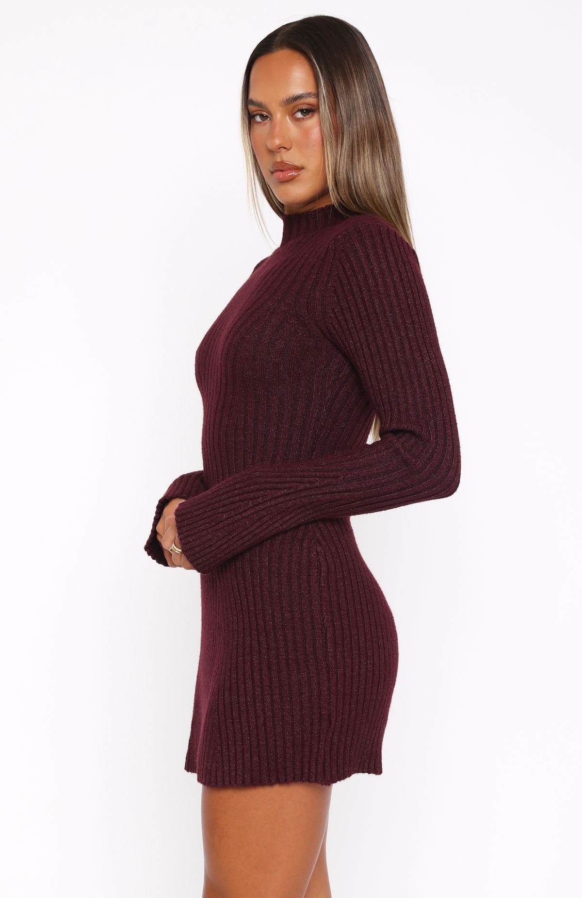 Premium Burnt Cherry Knit Mini Dress - Ultimate Autumn Style