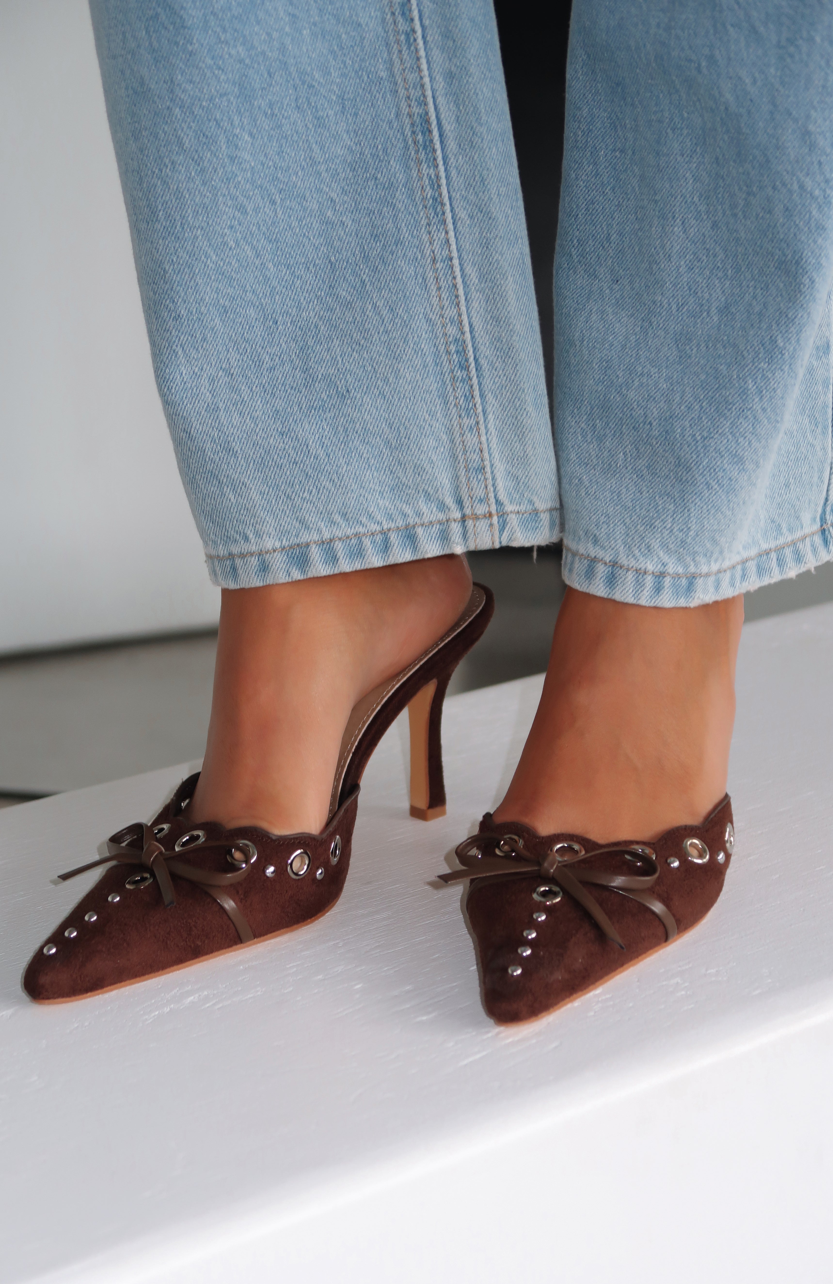 Premium Leina Vintage Heels - Chocolate