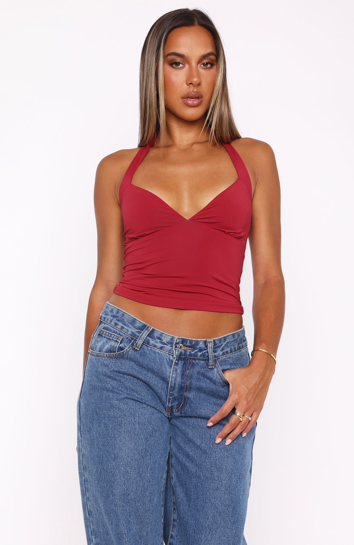 Premium Act Right Halter Top Wine - Ultimate Summer Staple