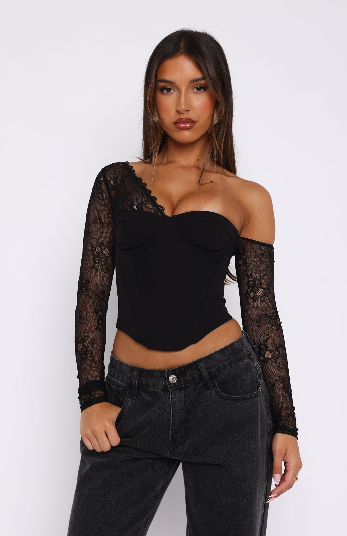 Premium Time Will Tell Long Sleeve Bustier - Black