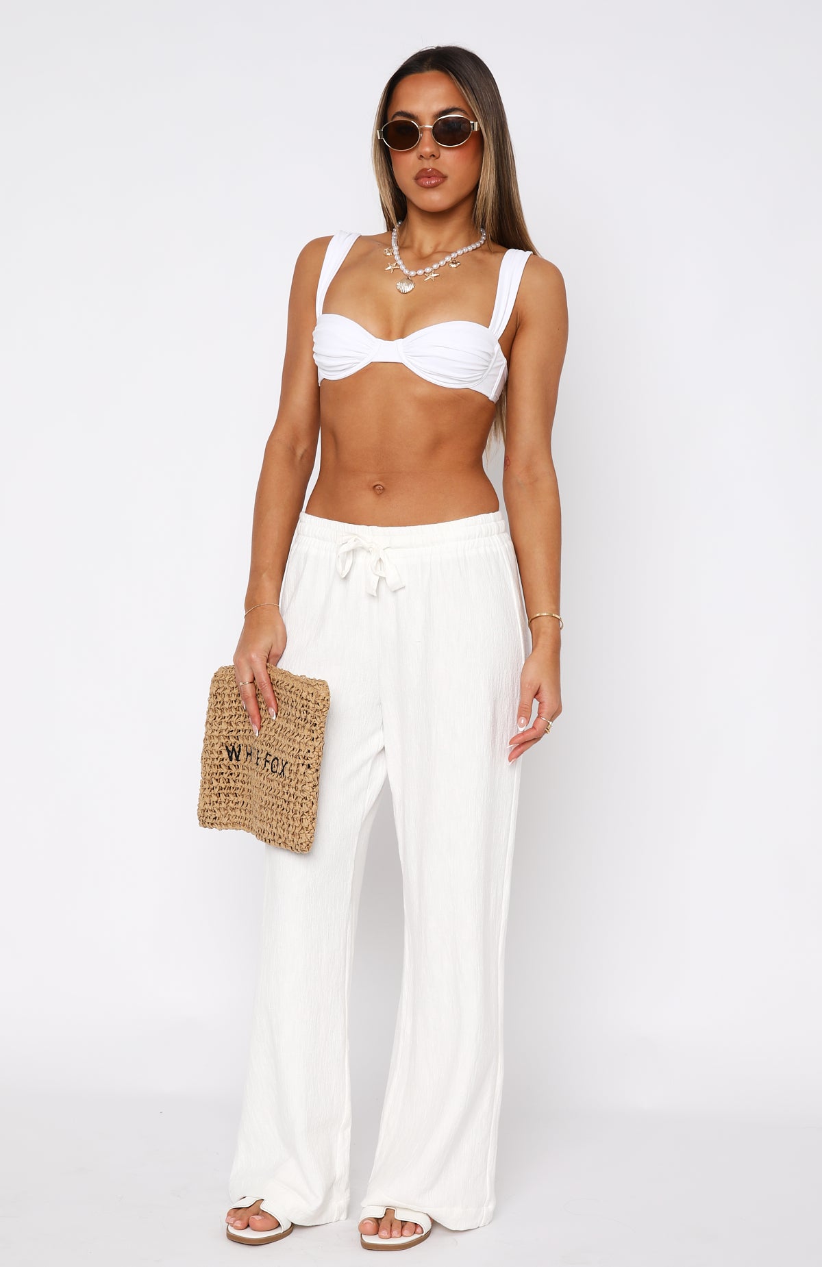 Premium Never Settle Beach Pants - White