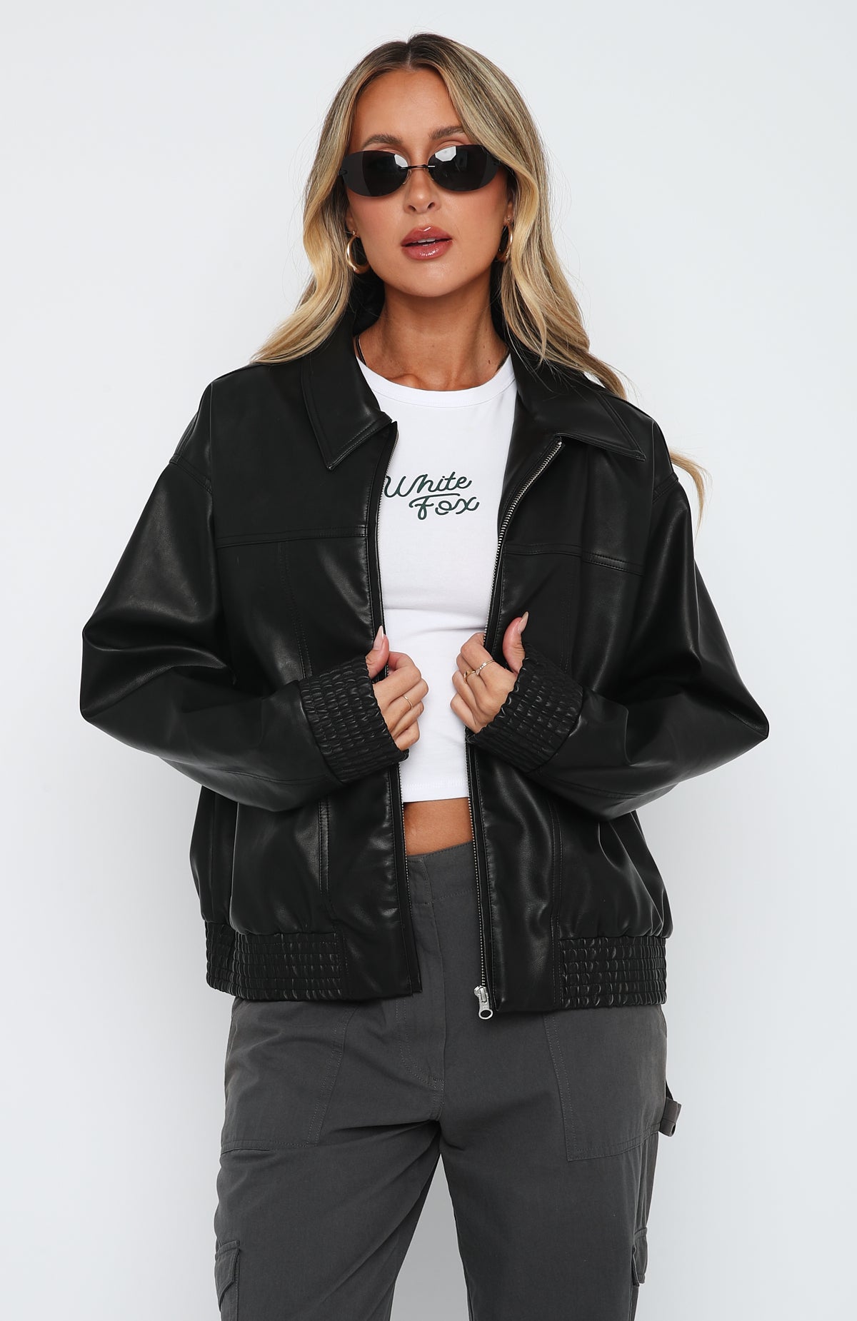 Ultimate Black PU Bomber Jacket - Stylish & Versatile