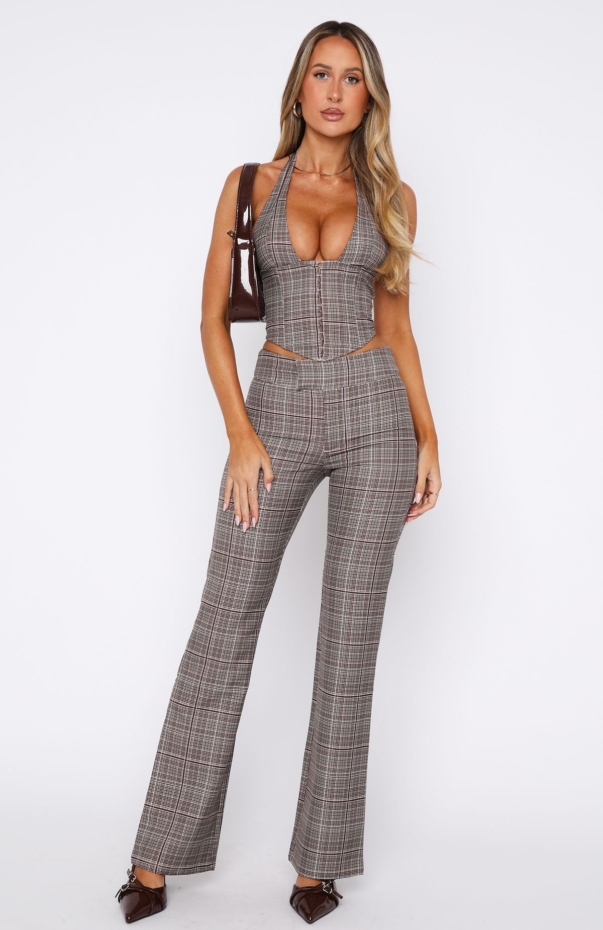 Premium Be Where You Are Slim-Fit Pants - Mocha Check