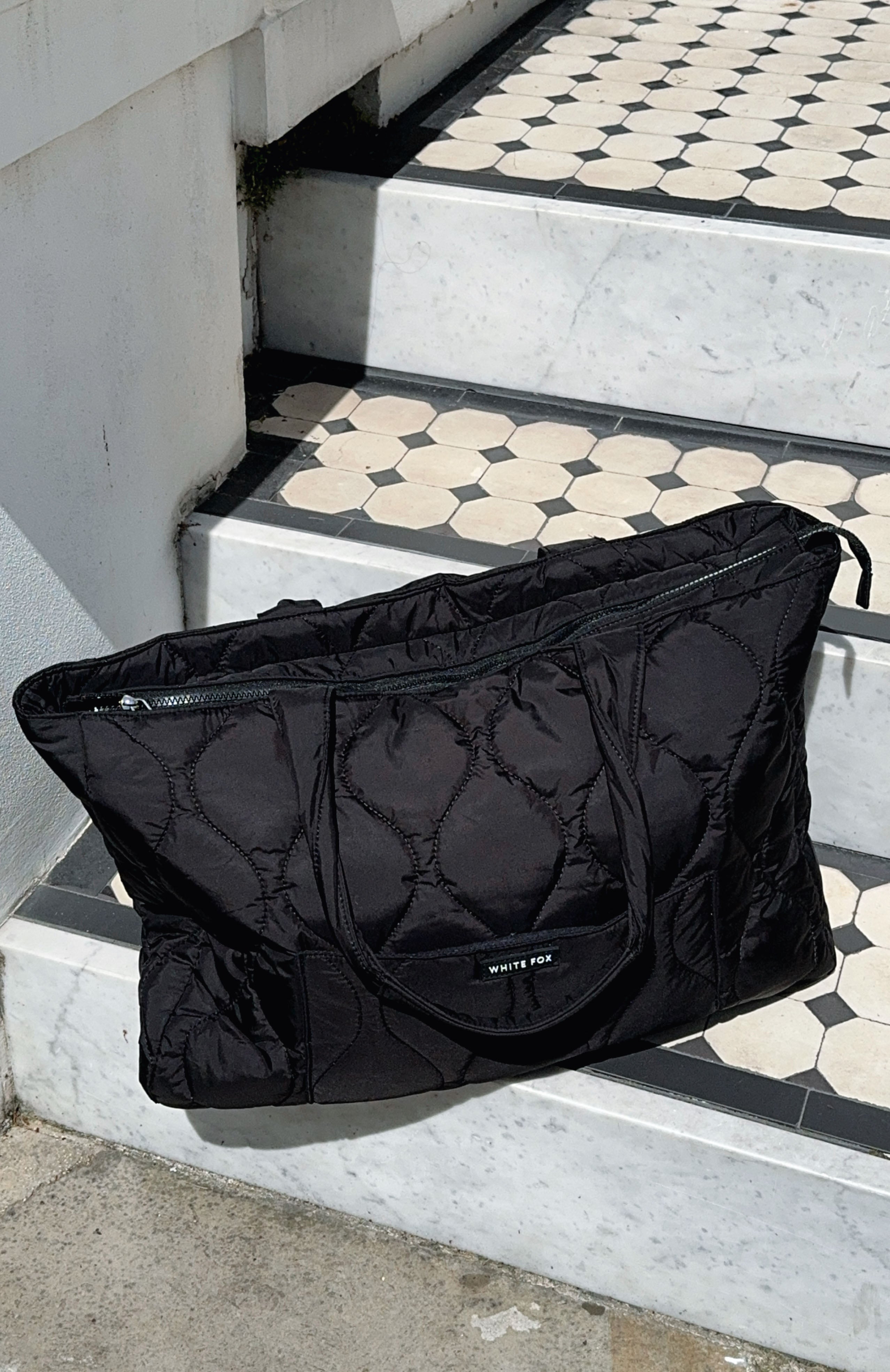 Premium Quilted Tote Bag - Black | Ultimate Gym & Yoga Companion