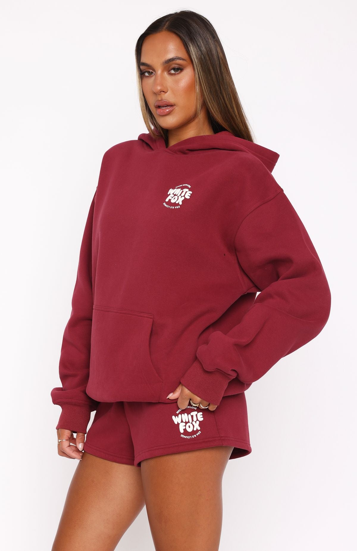 Ultimate Comfort With Love For You Oversized Hoodie - Burgundy