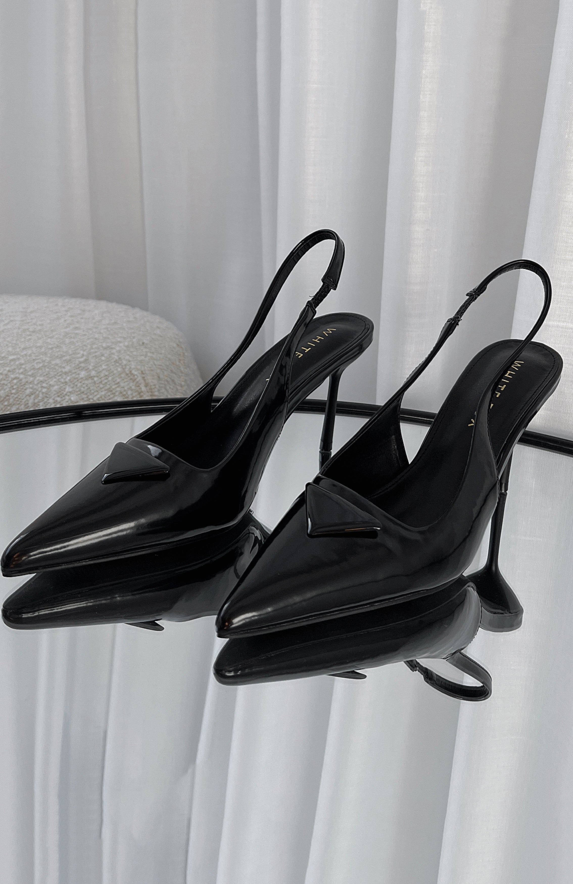 Premium Georgie Slingback Heels - Black Smooth Elegance