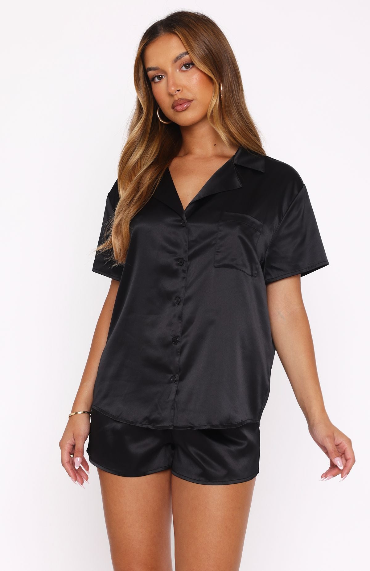 Ultimate Dreamscape Satin Pyjama Set - Premium Black