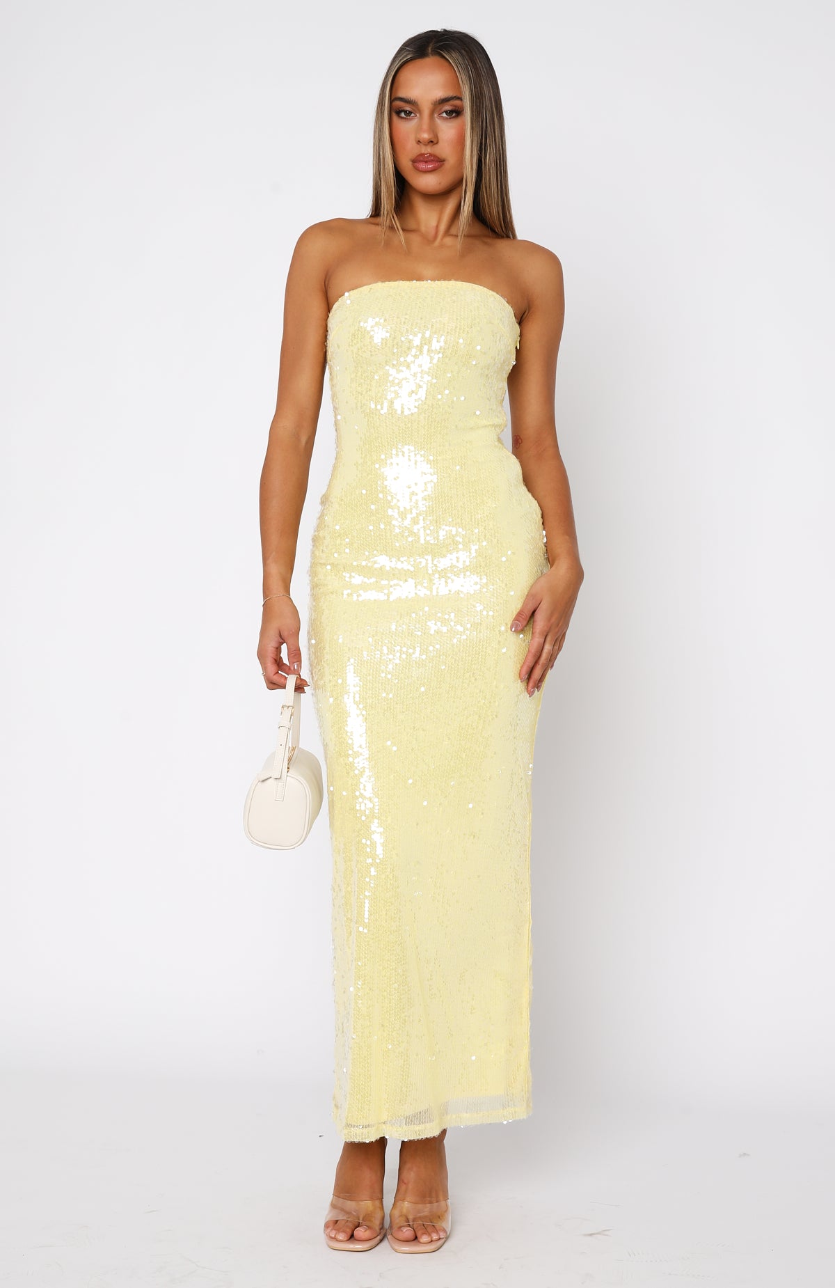 Ultimate Strapless Maxi Dress in Lemon – Premium Fit & Style