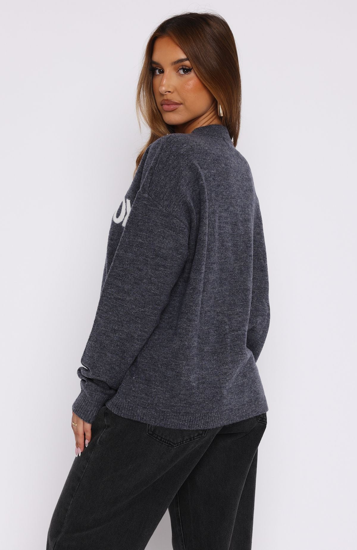 Premium Set Me Free Oversized Knit Sweater - Charcoal