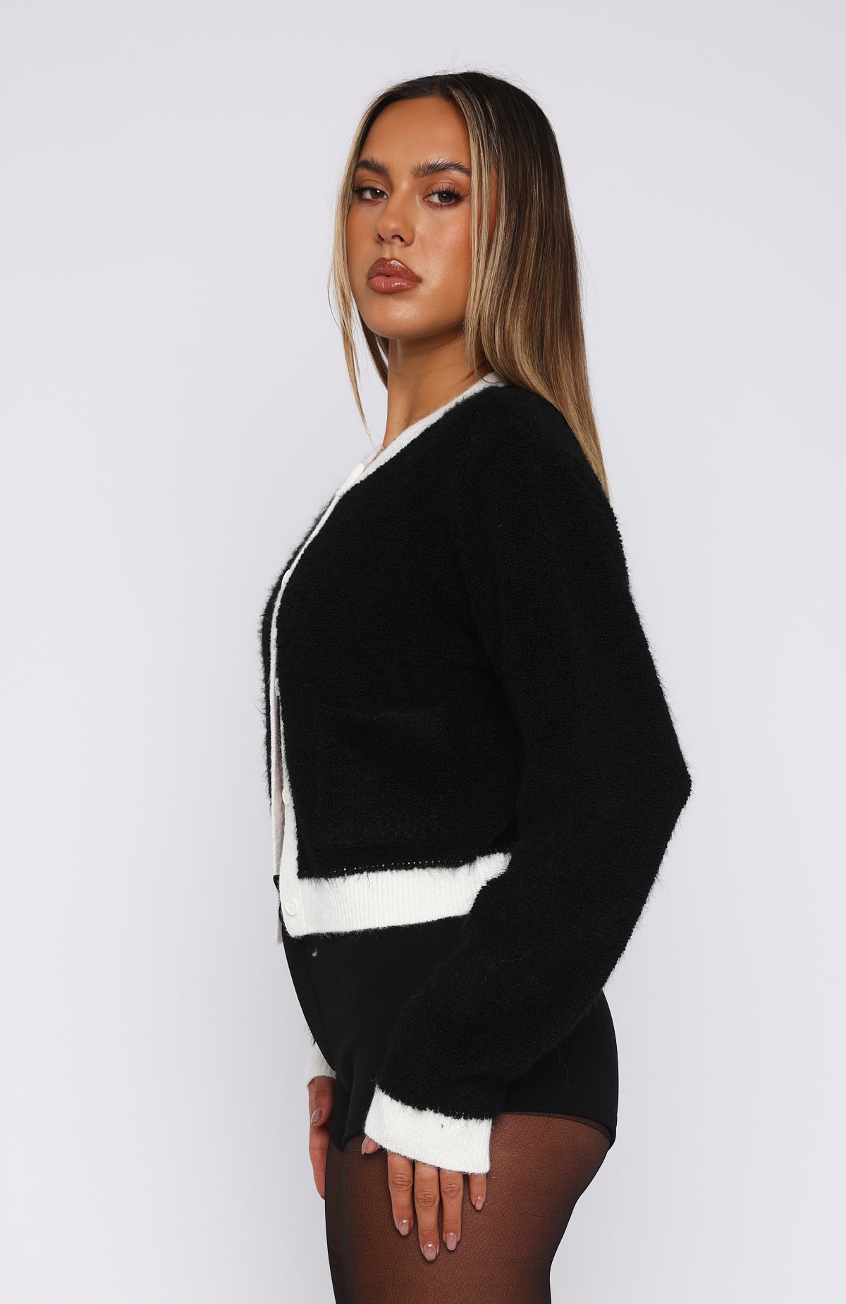 Premium Soft Knit Cardigan - Black & White Chic