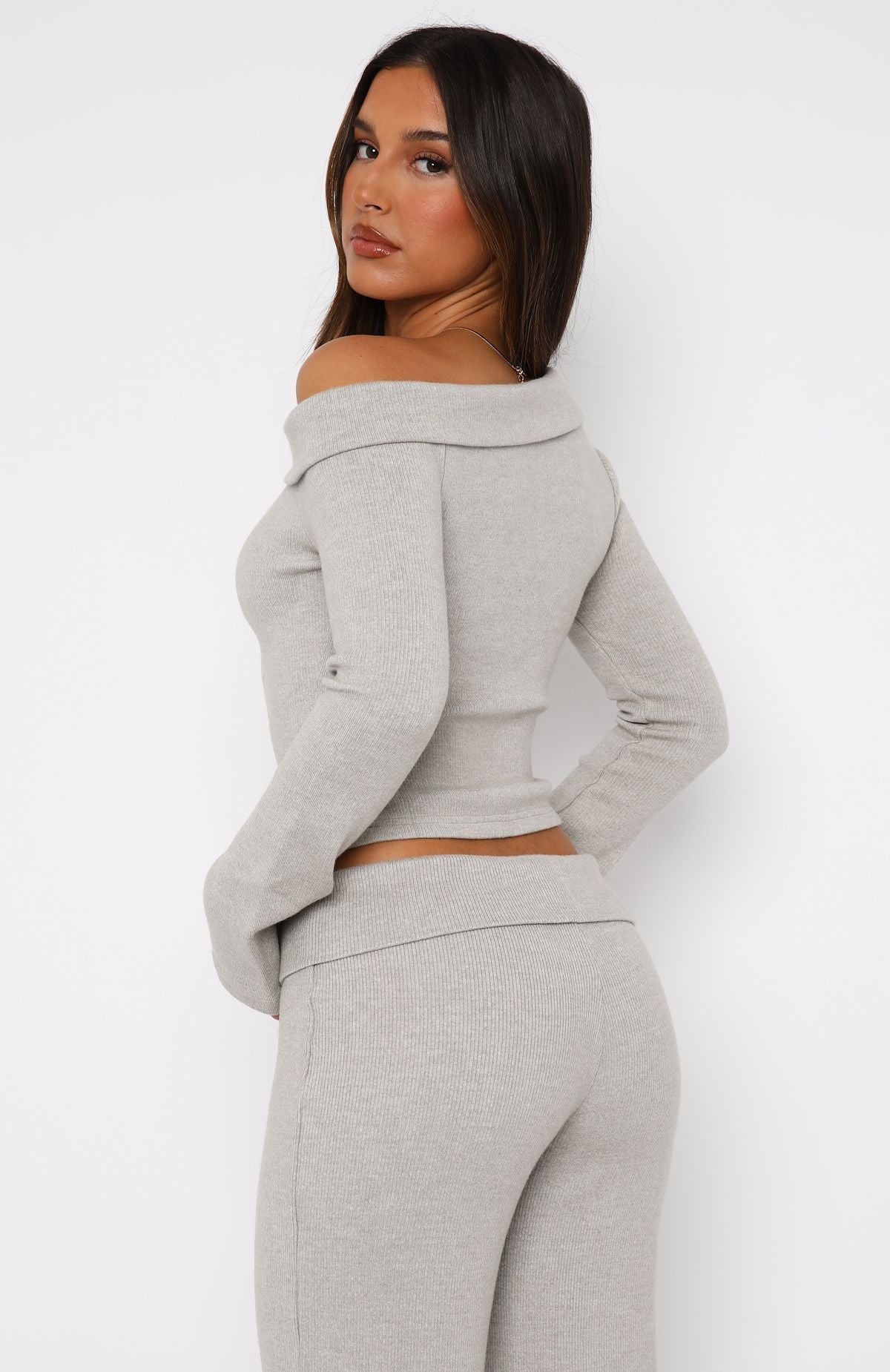 Premium So Little Time Long Sleeve Top - Grey Marle