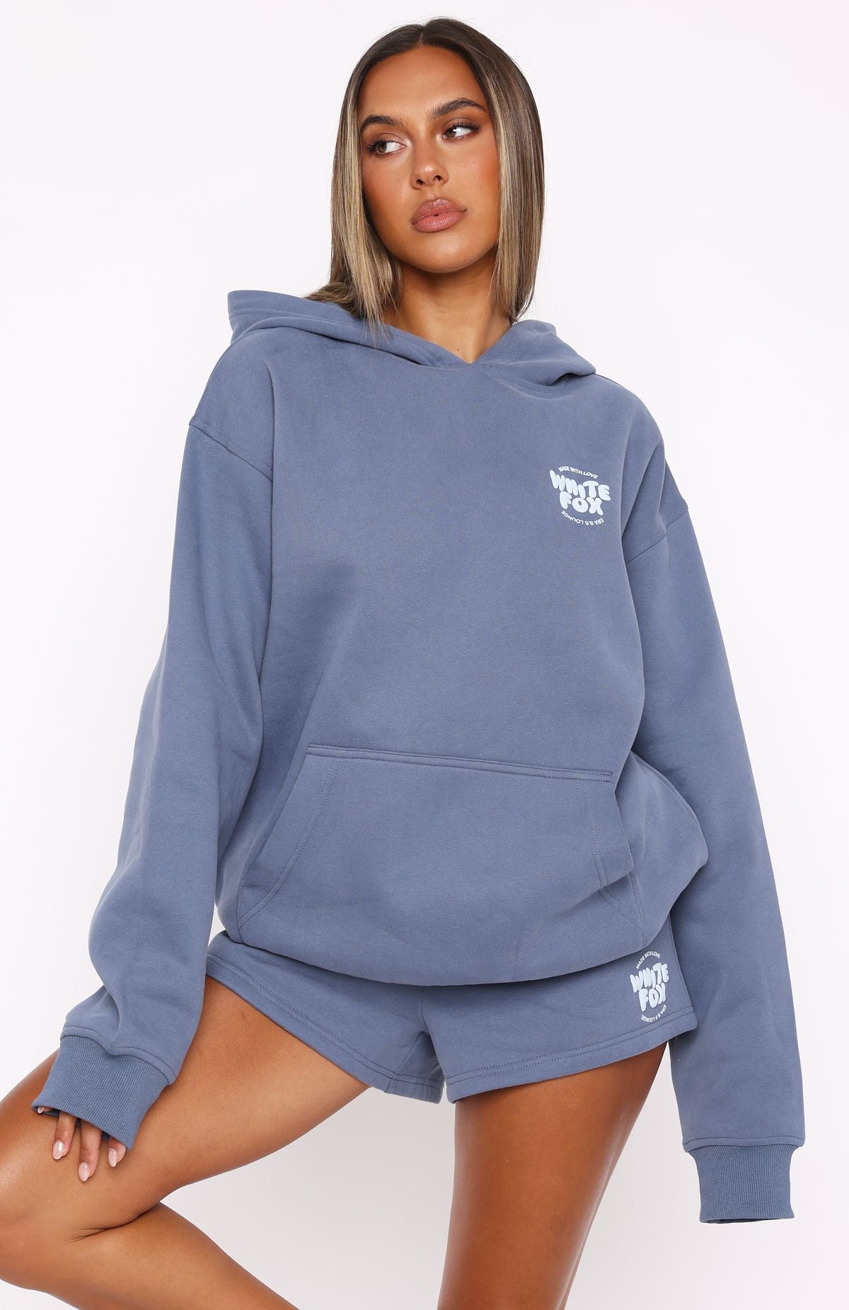 Premium With Love For You Oversized Hoodie - Ocean Blue