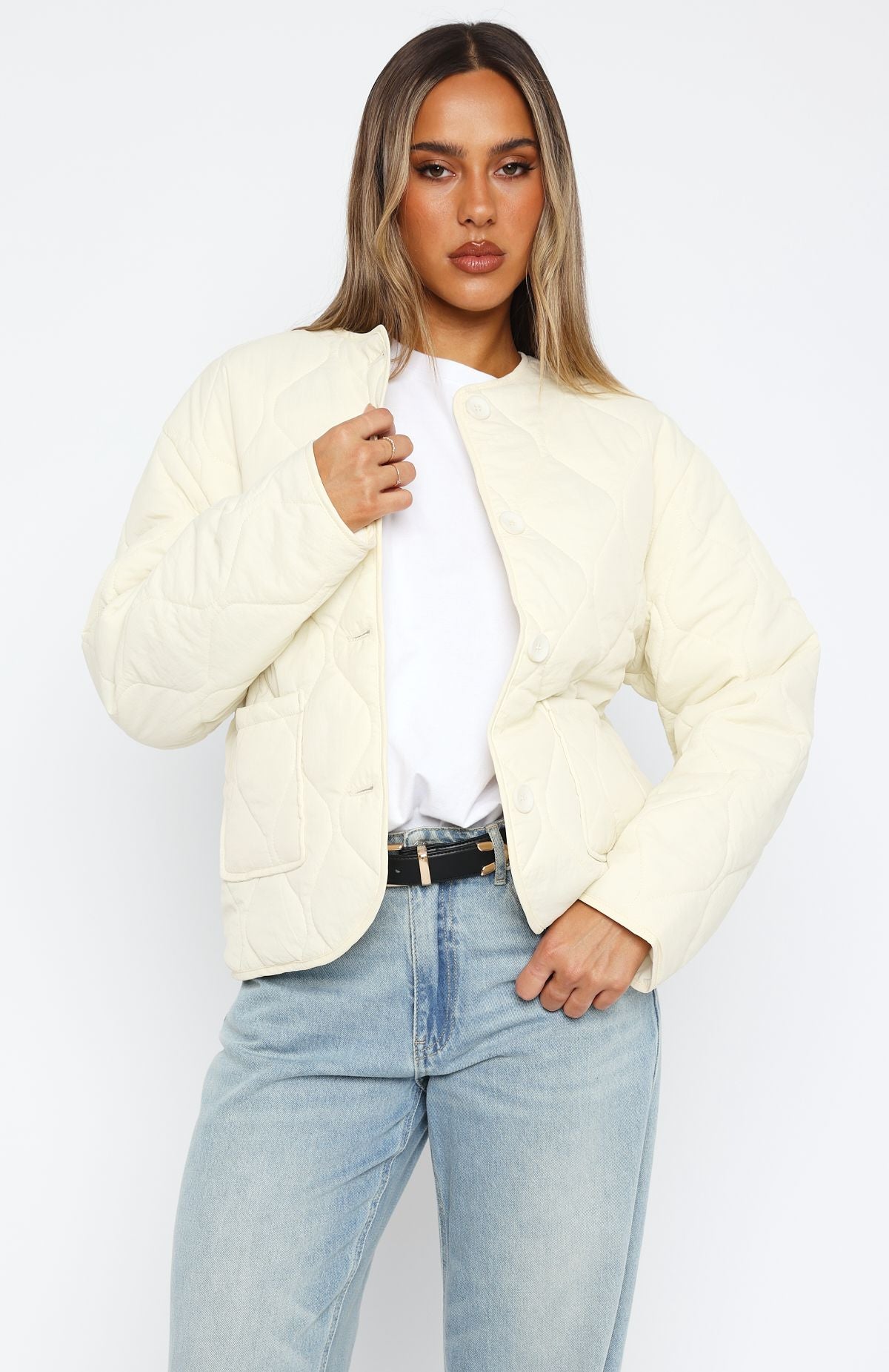 Premium Quilted Jacket - Cream | Ultimate Winter Style