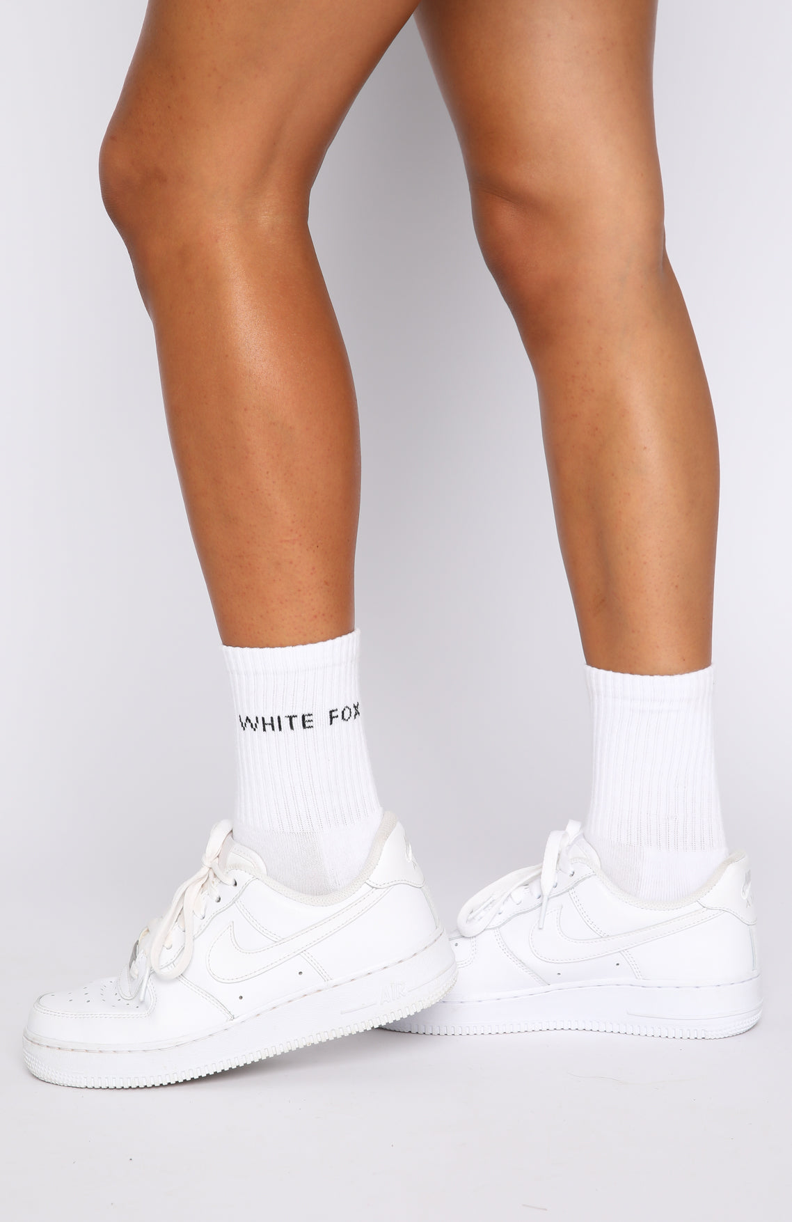 Premium White Fox Cotton Crew Socks