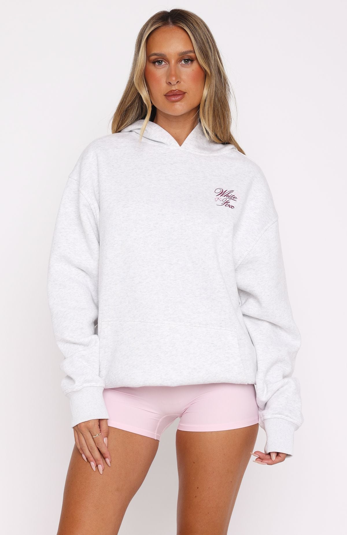 Premium Meet At Sunrise Oversized Hoodie - Grey Marle