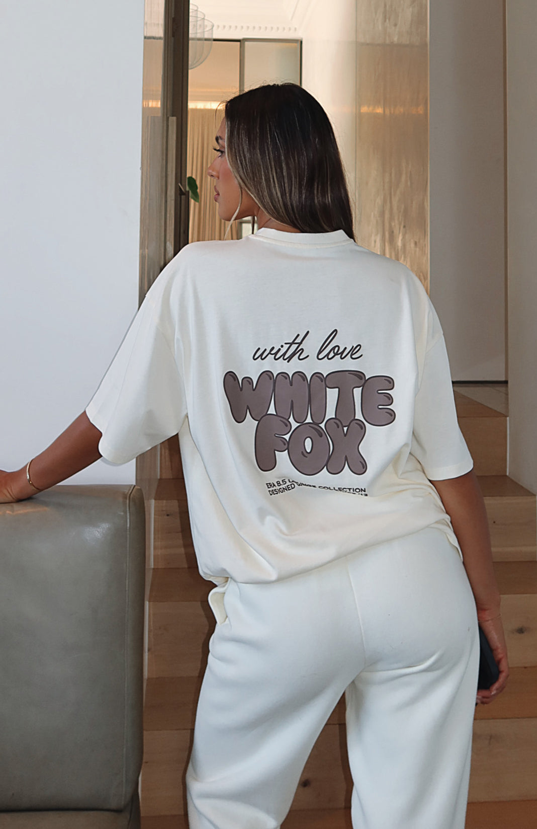 Premium With Love Always Oversized Cotton Tee - Cream