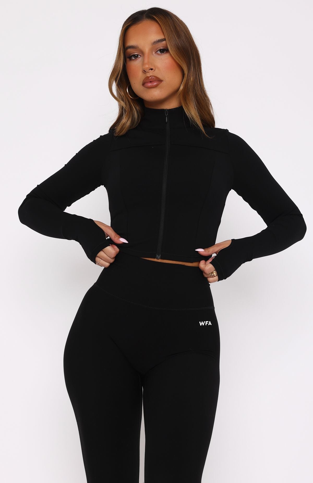 Premium Times Up Crop Jacket - Black | Ultimate Workout Essential