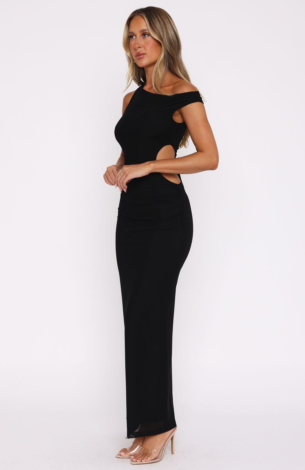 Premium Living For The Weekend Mesh Maxi Dress - Black