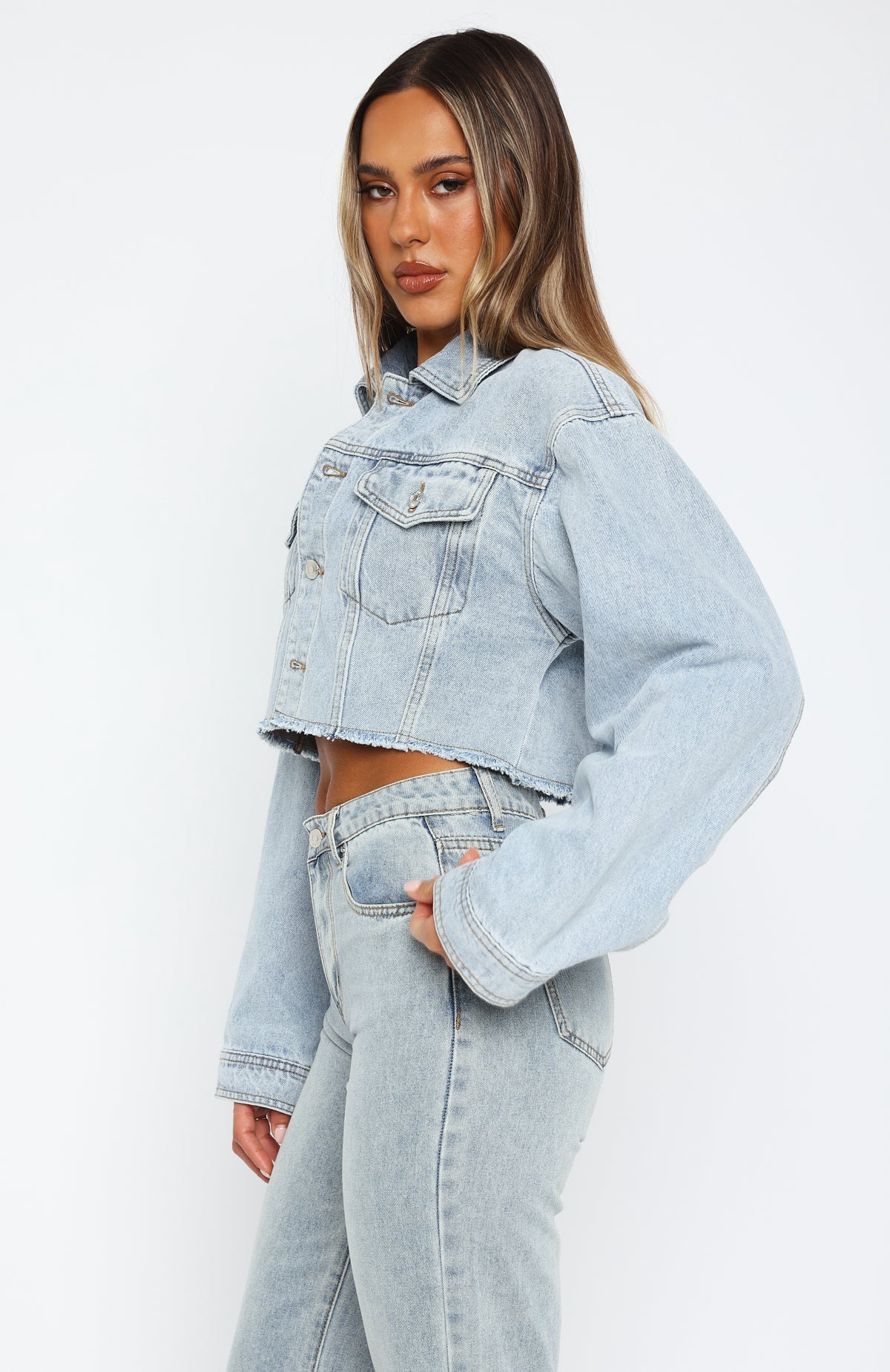 Ultimate Lightspeed Cropped Denim Jacket - Light Blue Wash