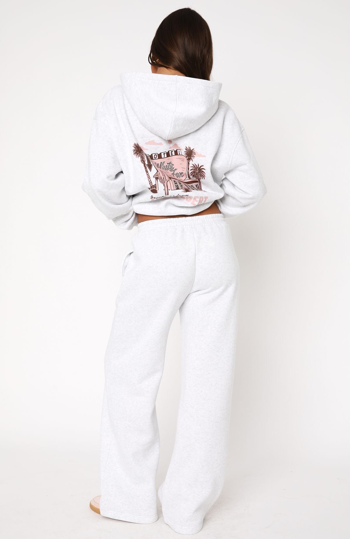 Premium Scenic Route Wide Leg Sweatpants - Grey Marle