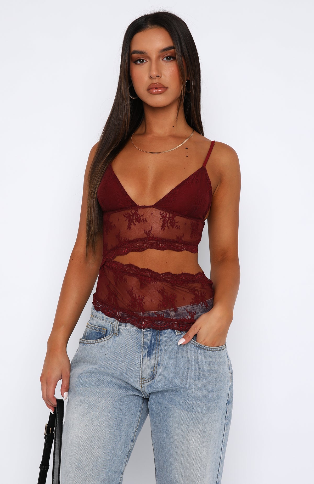 Ultimate Lace Elegance Top - Wine