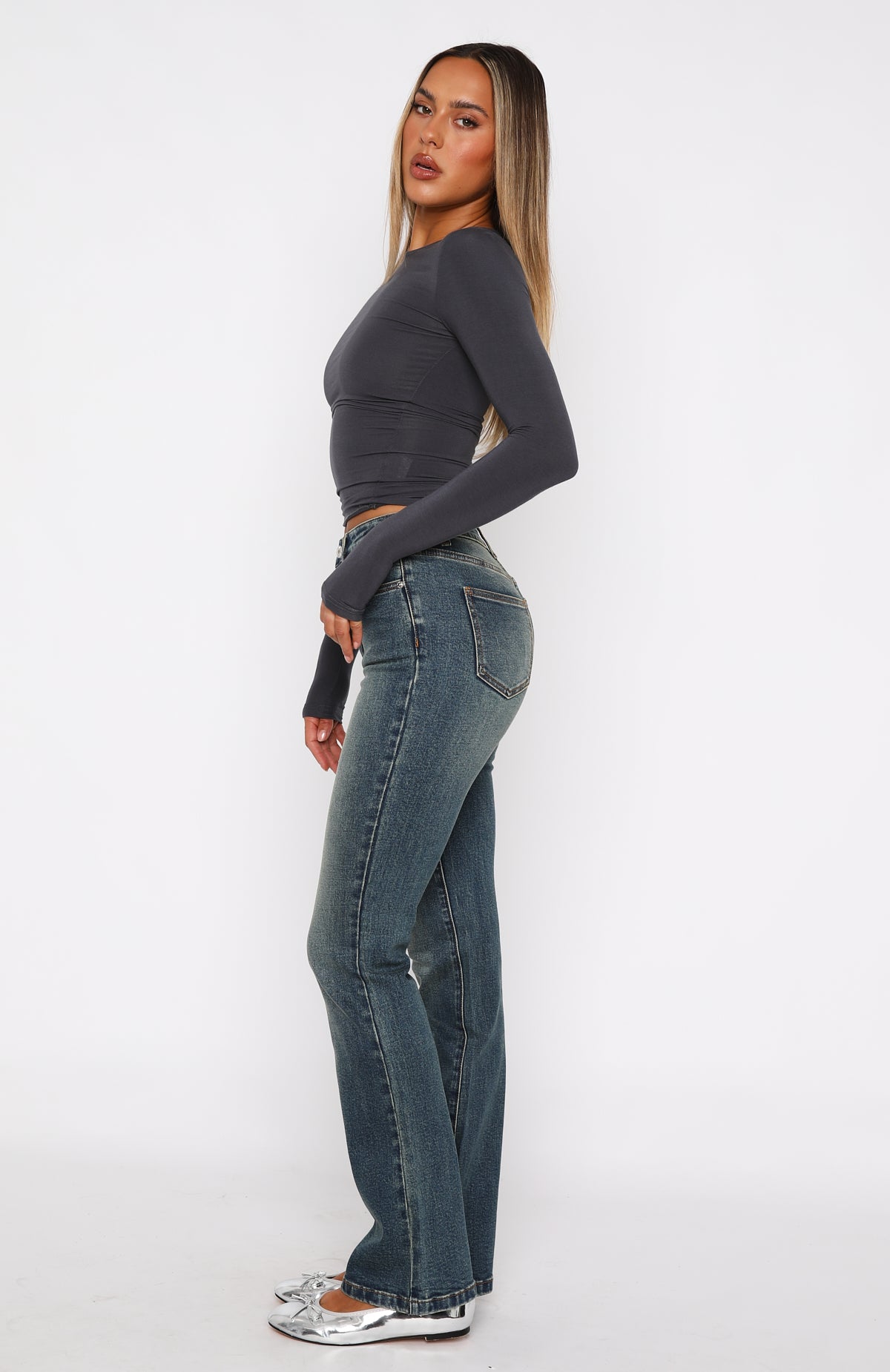 Elise Premium High Rise Bootleg Jeans - Vintage Blue