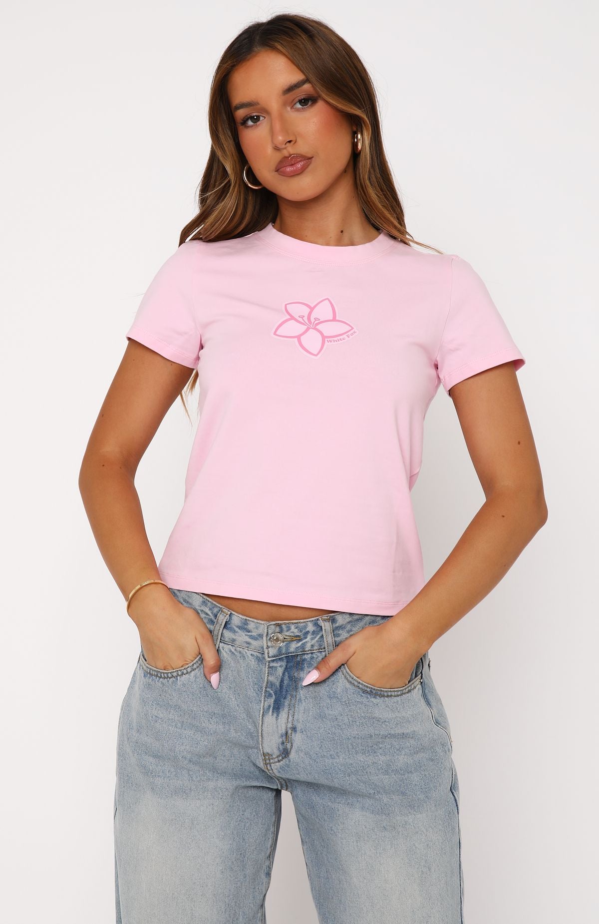 Premium Island Vibes Relaxed Baby Tee - Soft Pink