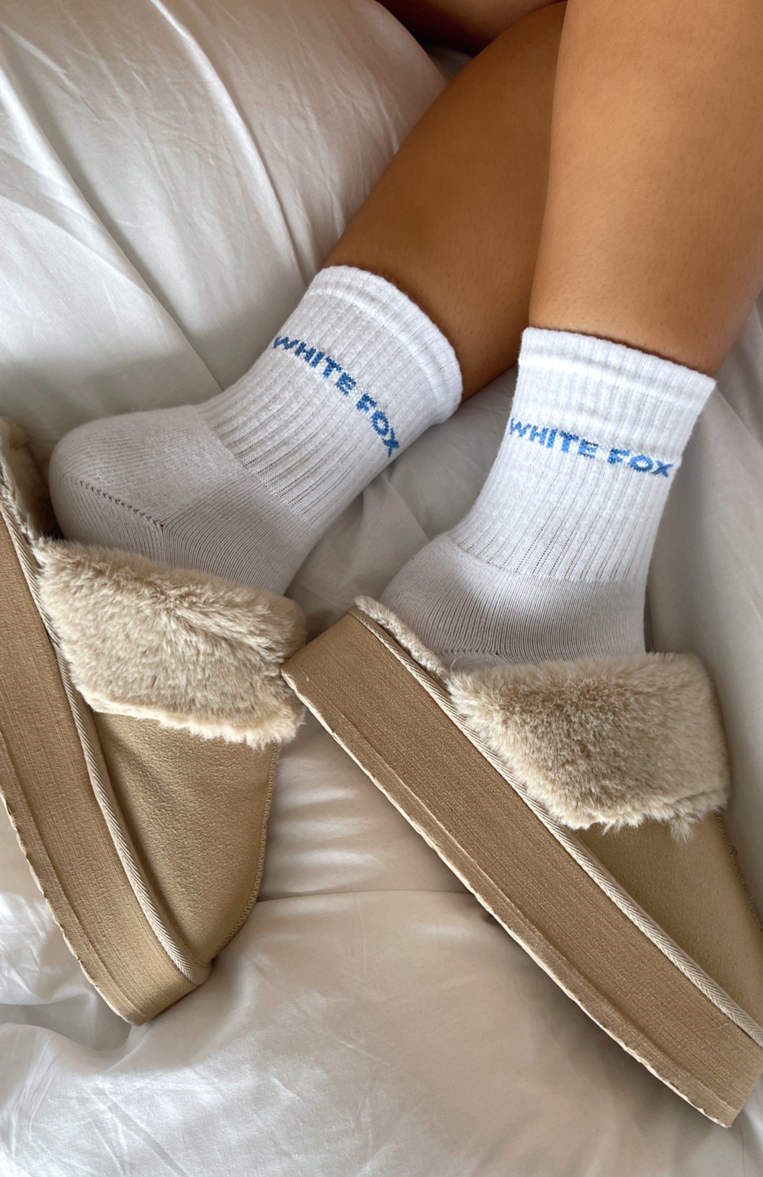 Premium All For It Crew Socks - White/Blue