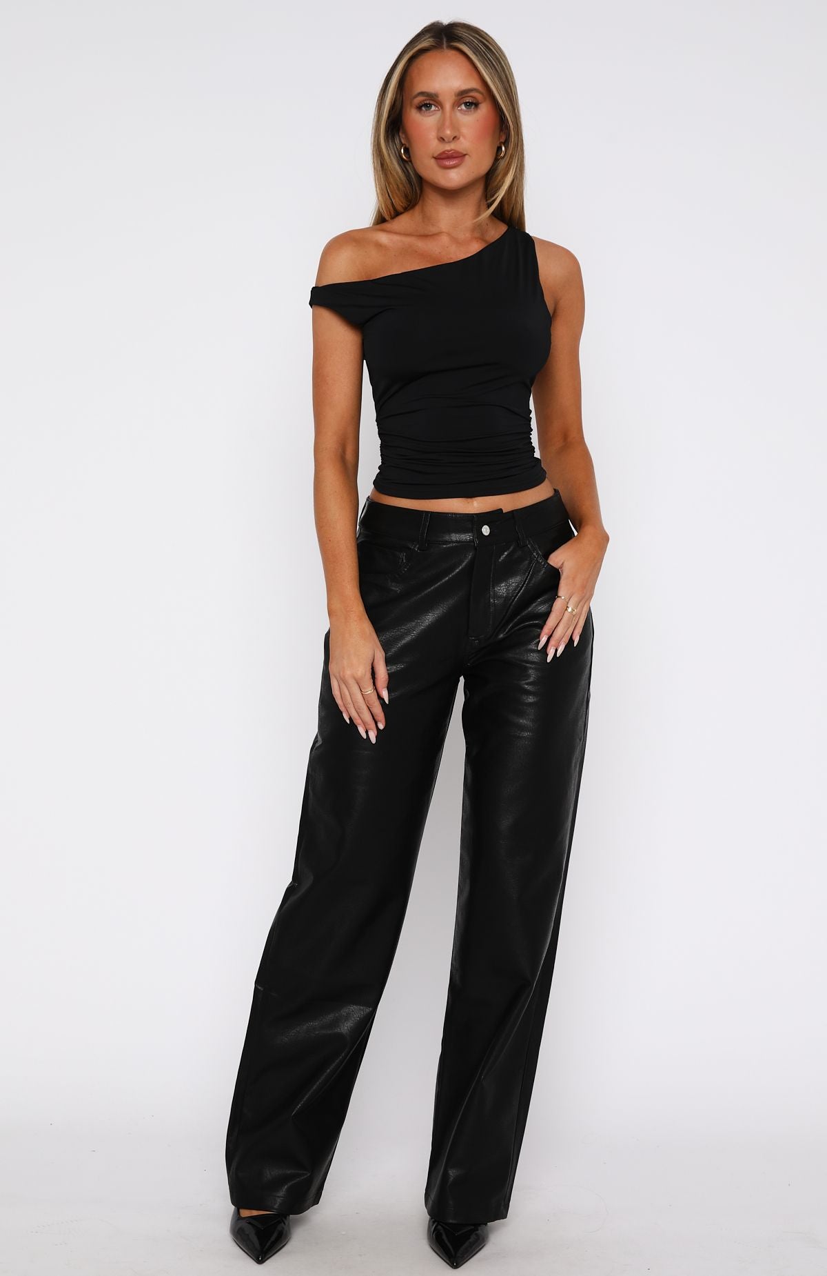 Ultimate Style PU Wide Leg Pants - Black