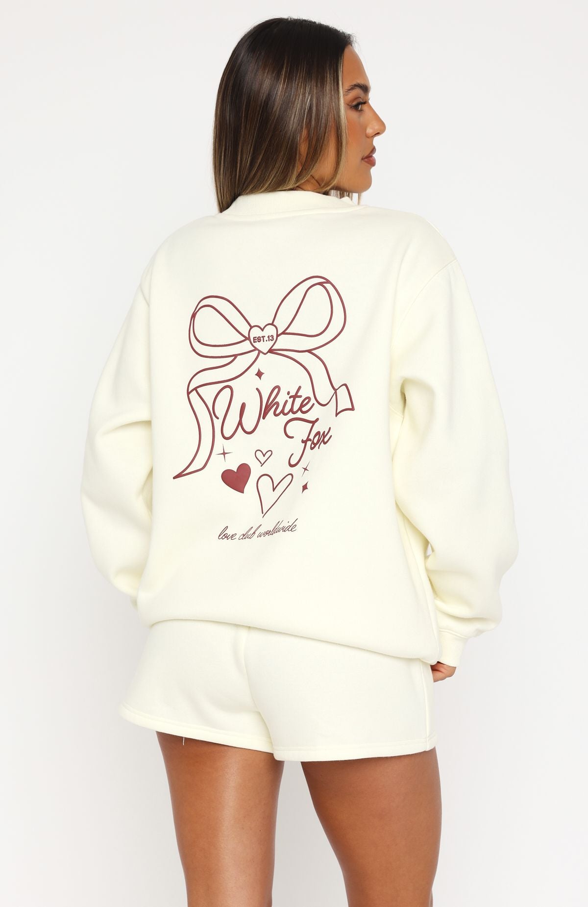 Premium Love You Forever Oversized Fleece Sweater - Cream