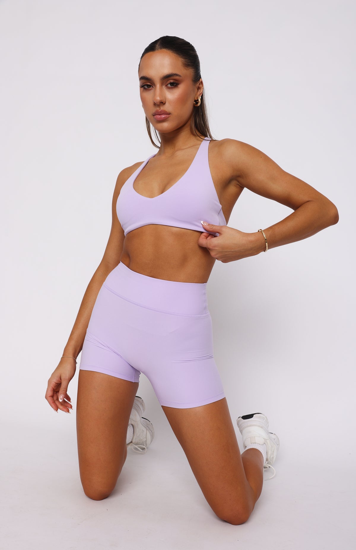 Premium Keep Up High Waisted Shorts - Lilac