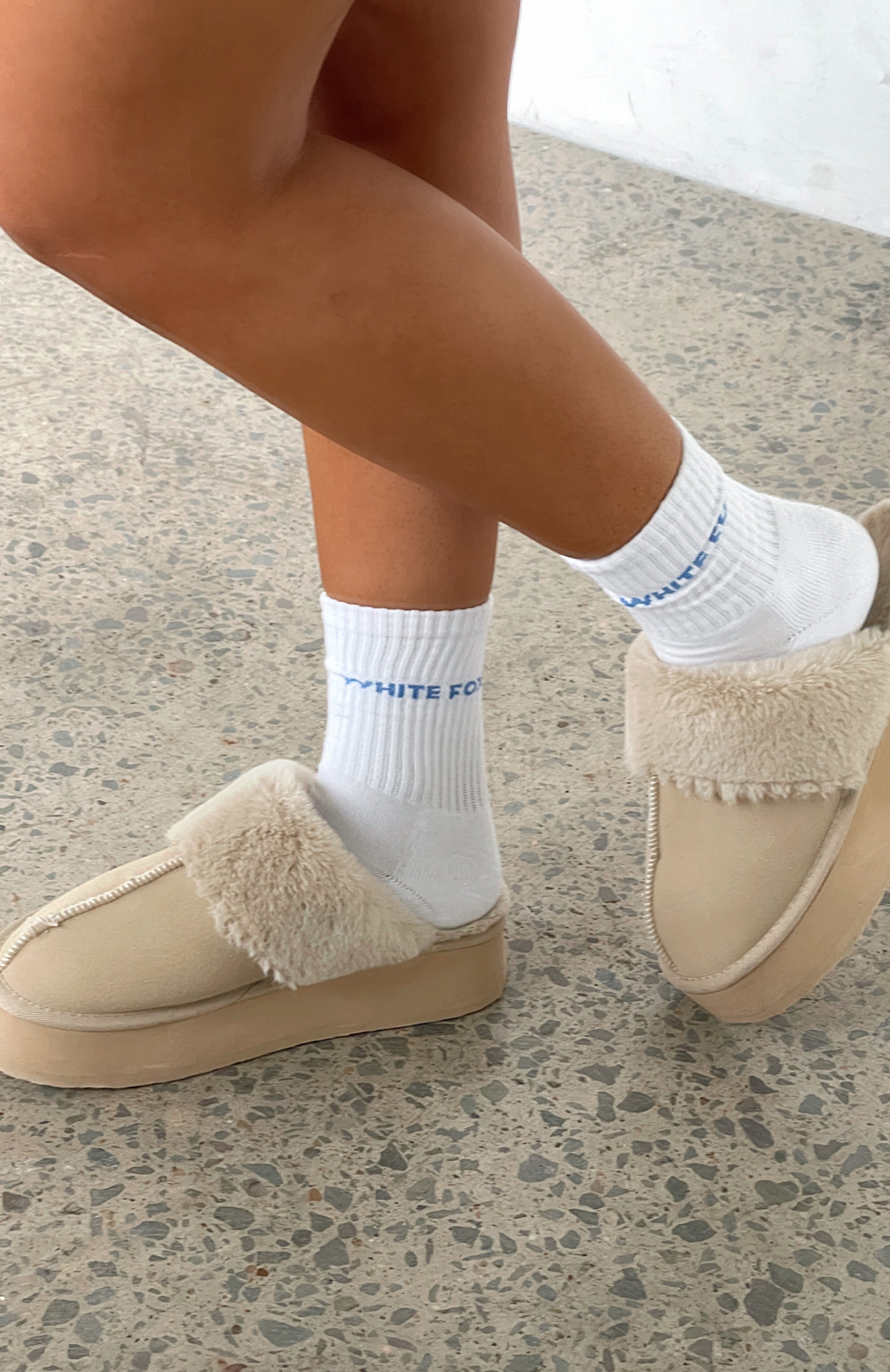 Premium All For It Crew Socks - White/Blue