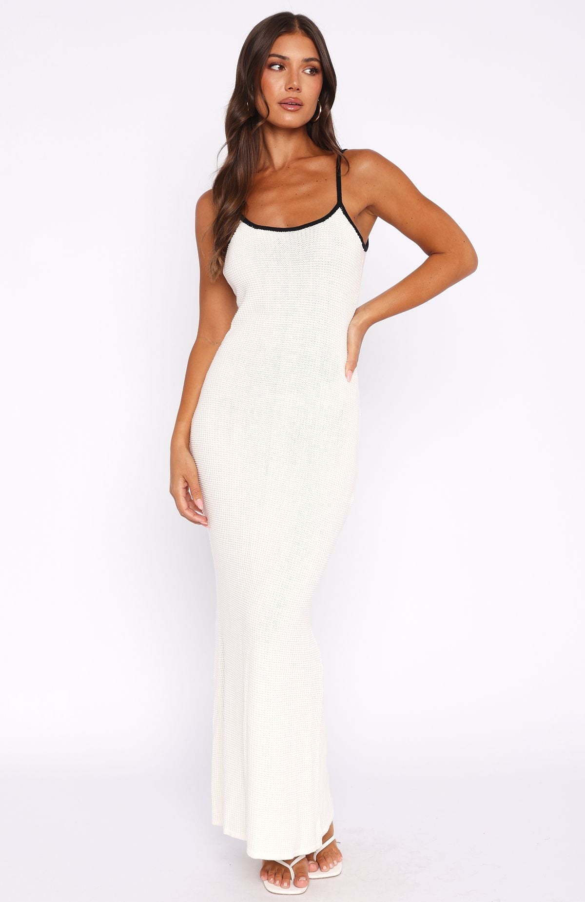 Premium Came A Long Way Crochet Maxi Dress in White