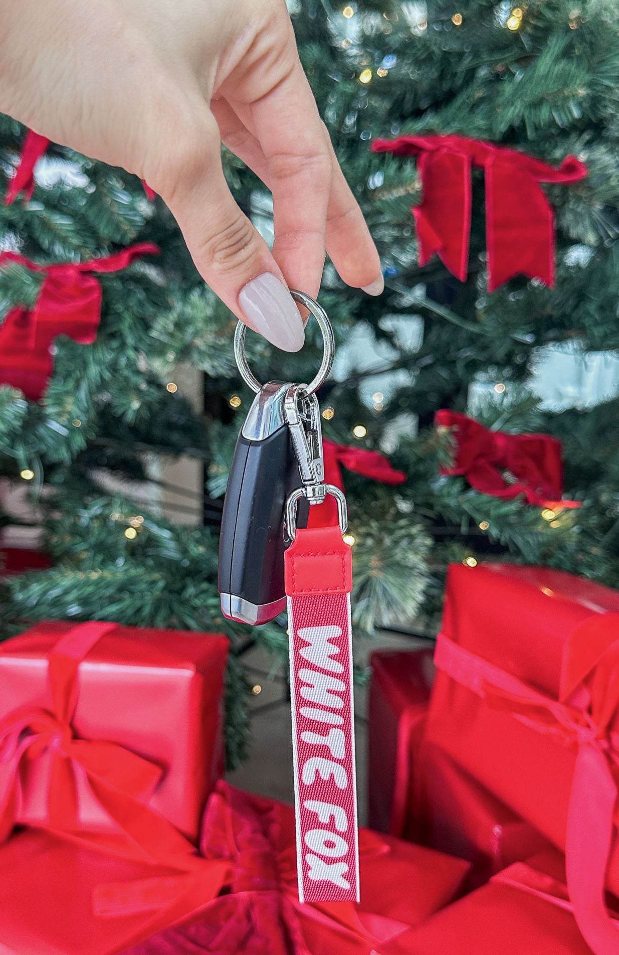 Premium Red/White Keychain Strap - Ultimate Style Upgrade