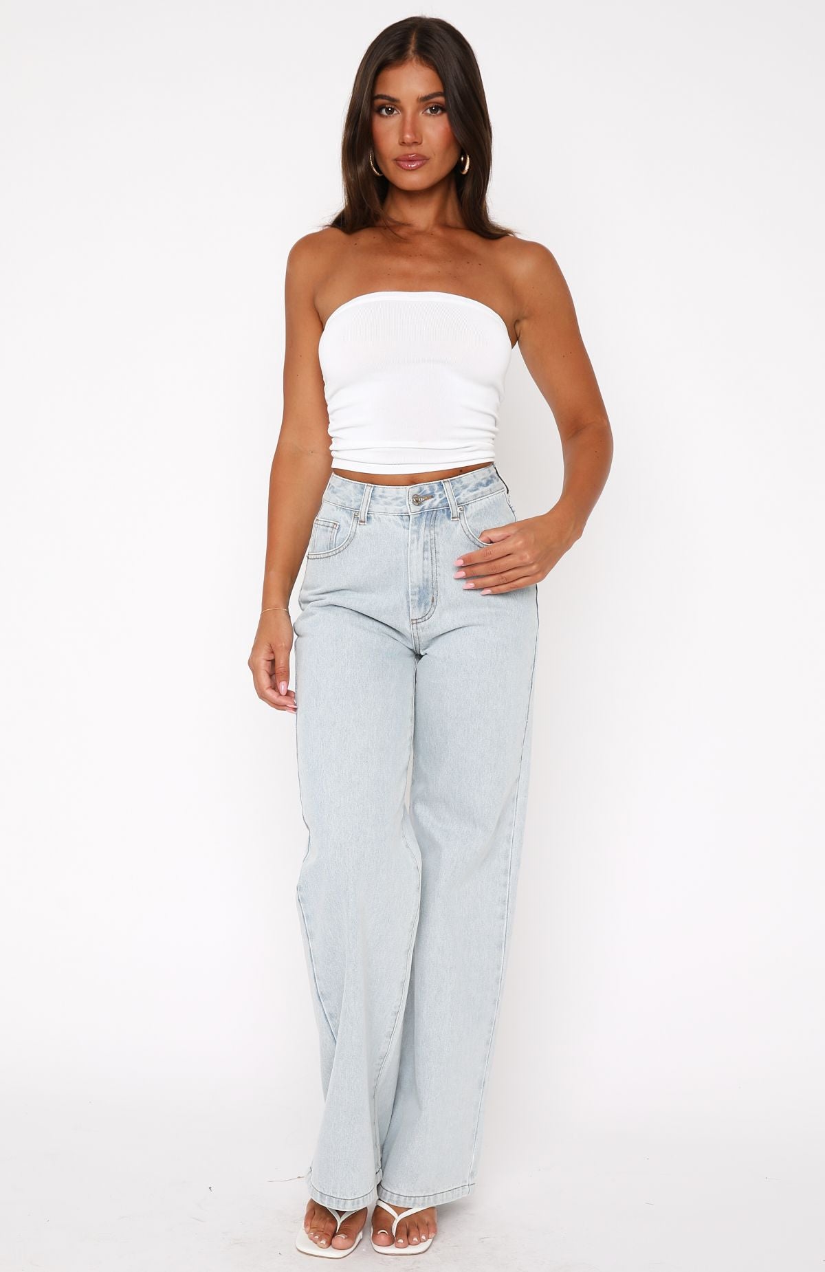 Premium Lola High Rise Wide Leg Jeans - Light Blue | Ultimate Comfort & Style