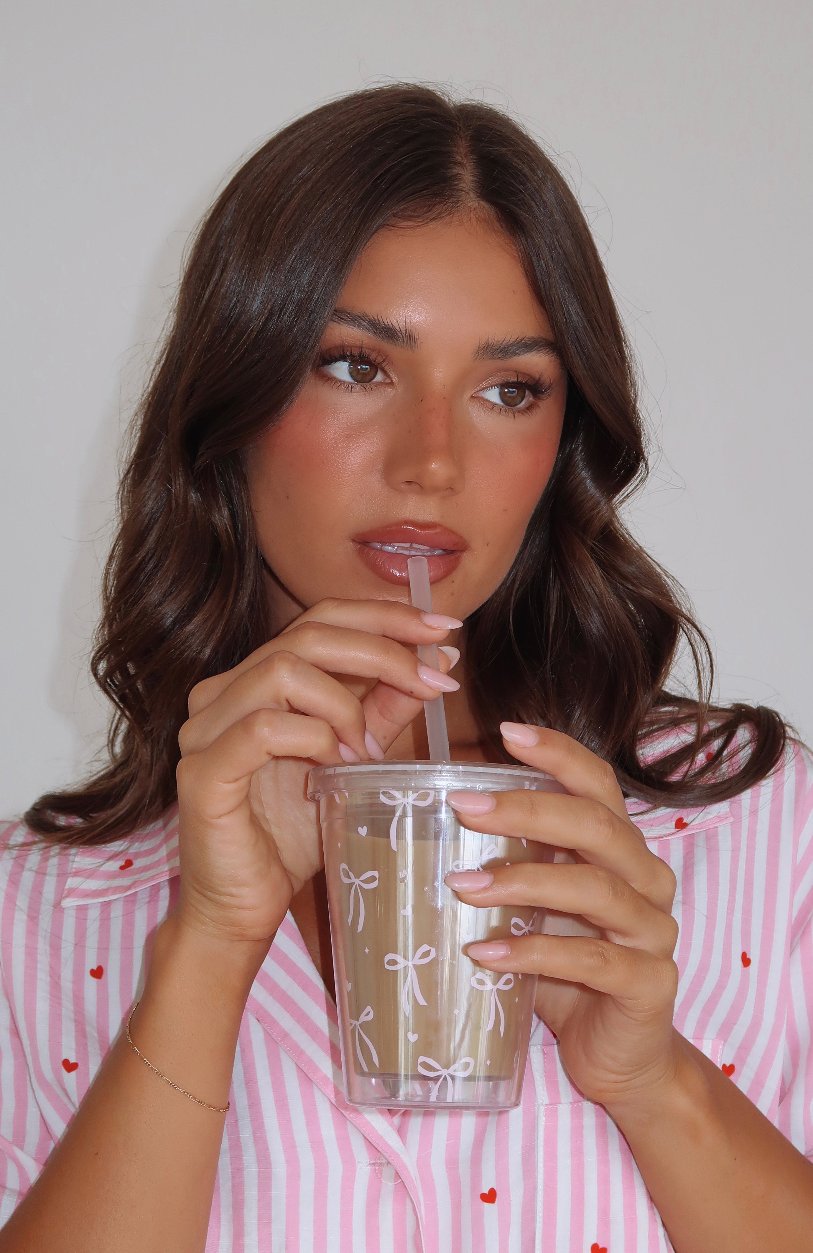 Premium Iced Latte Tumbler with Pink Bow - Ultimate Coffee Companion